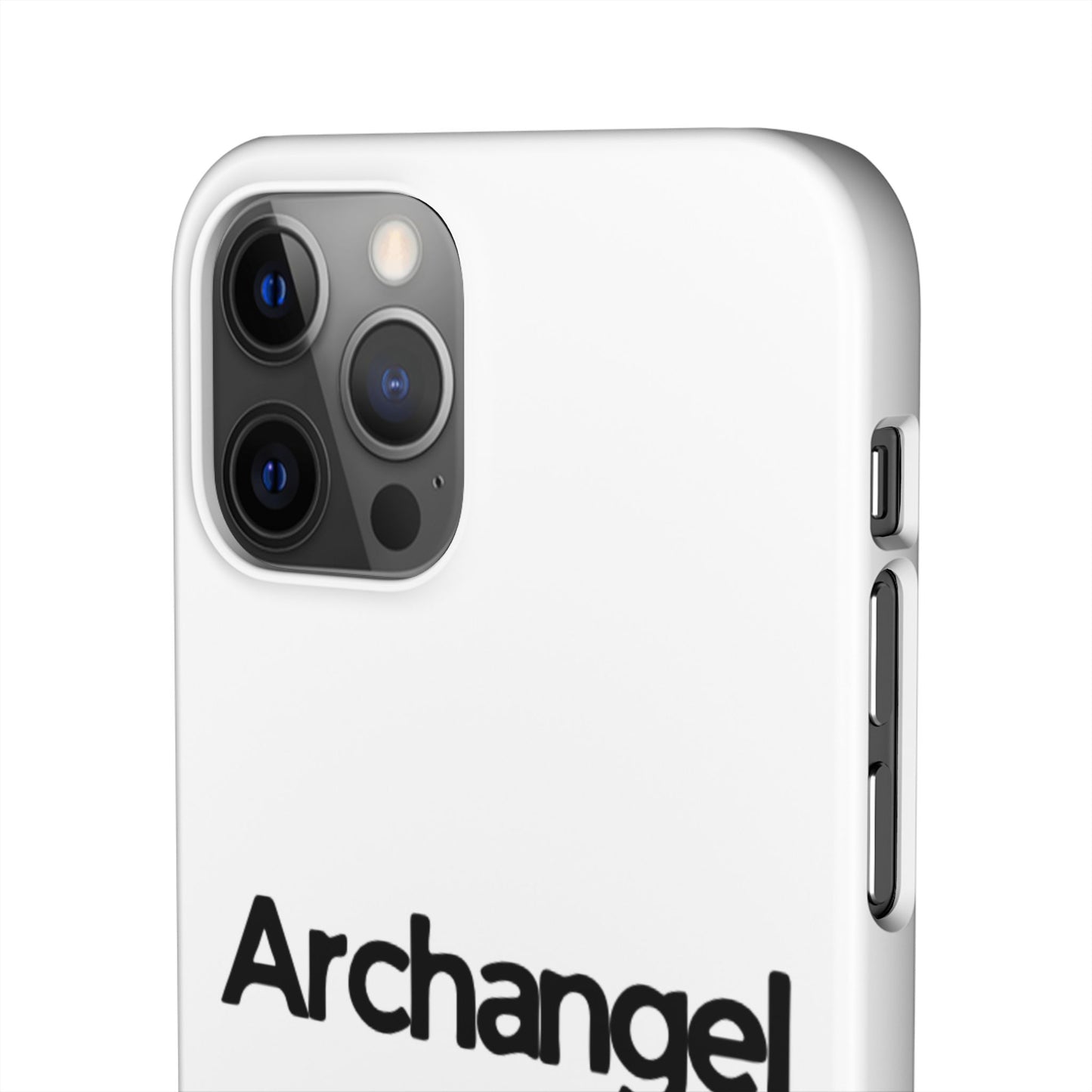 Archangel Snap Case — Minimalist White Phone Case with Bold Text
