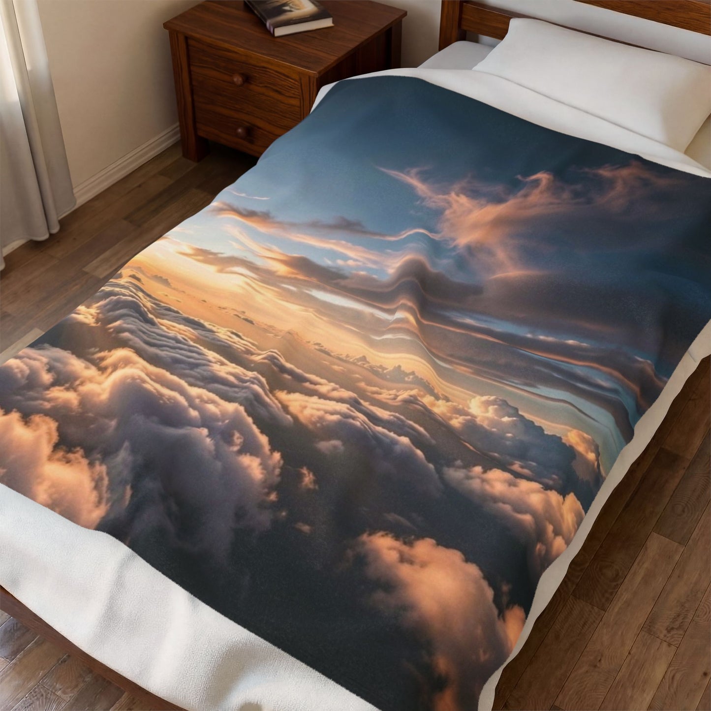 Cloudscape Velveteen Plush Blanket — Sunset Sky Photo Throw