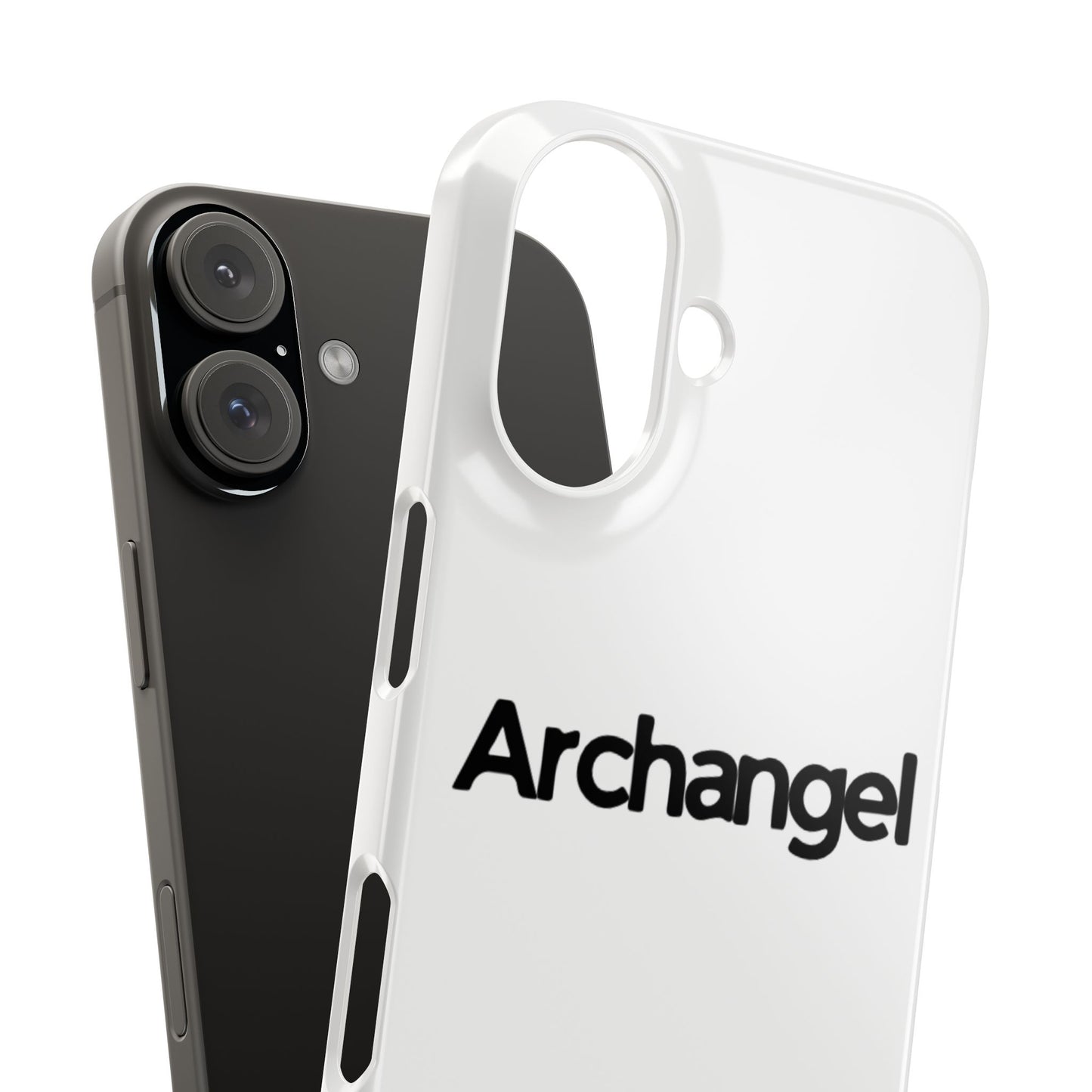 Archangel Snap Case — Minimalist White Phone Case with Bold Text