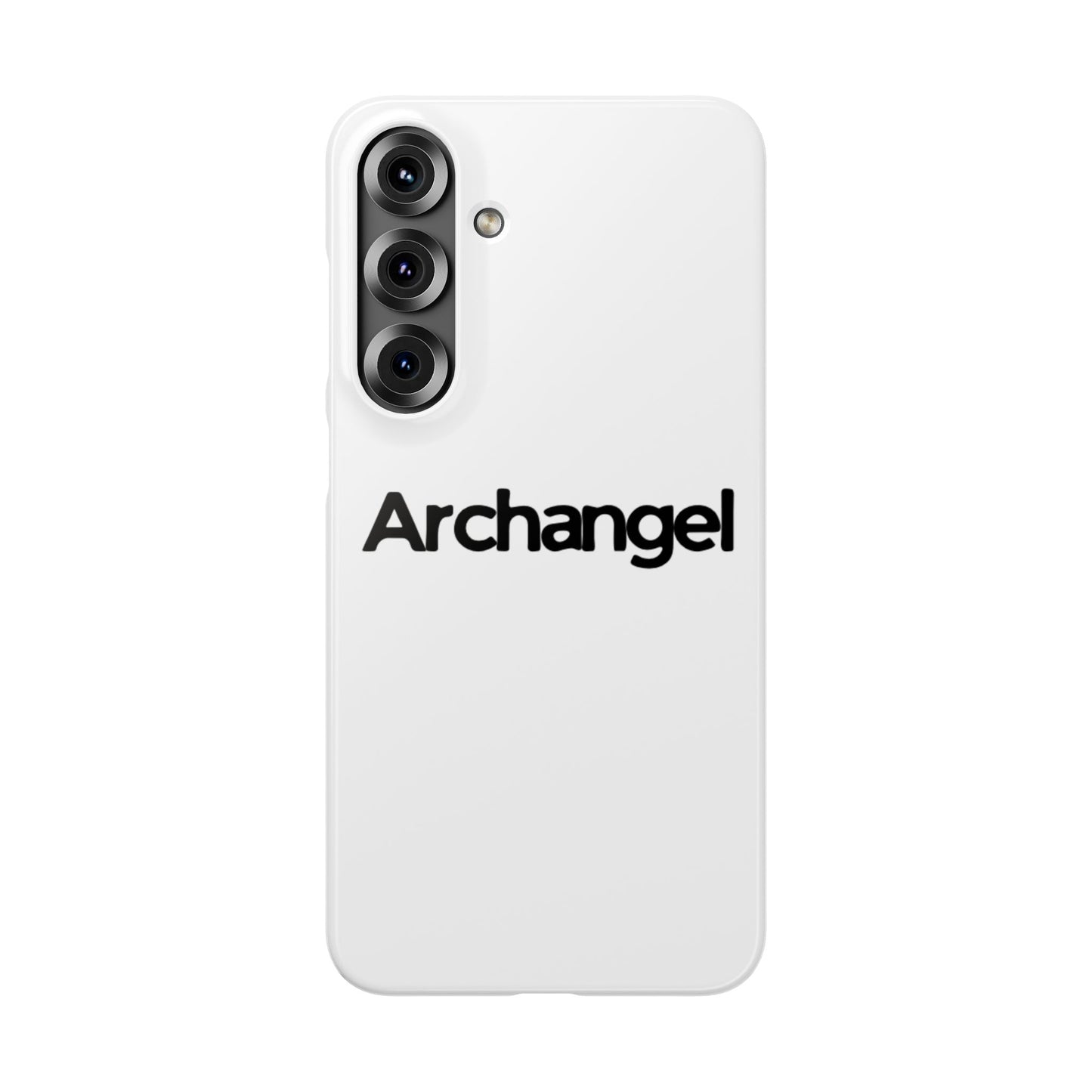 Archangel Snap Case — Minimalist White Phone Case with Bold Text