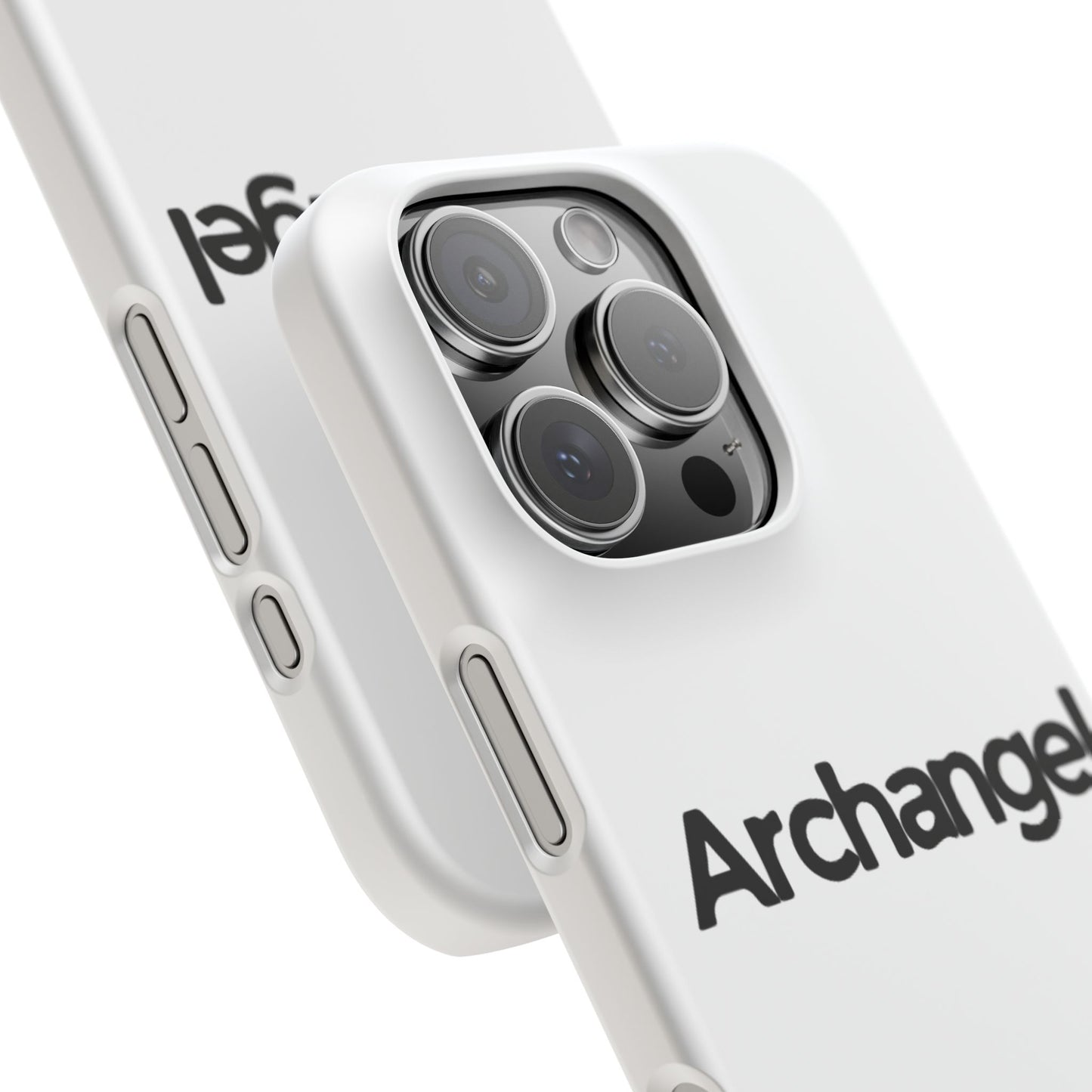 Archangel Snap Case — Minimalist White Phone Case with Bold Text