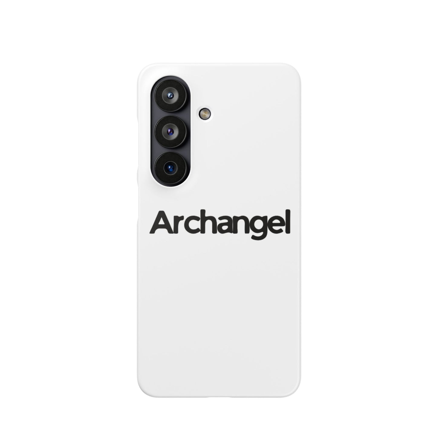 Archangel Snap Case — Minimalist White Phone Case with Bold Text