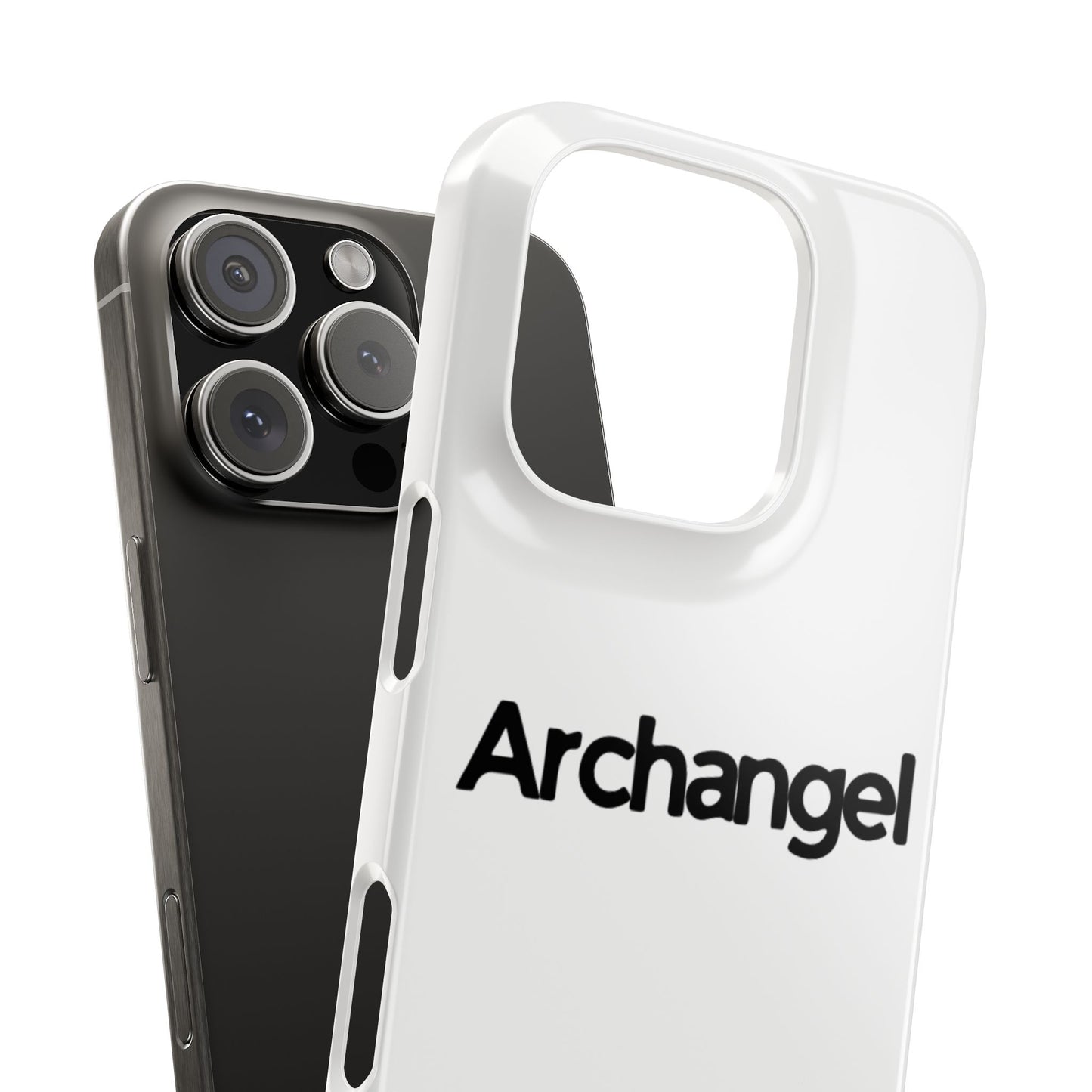 Archangel Snap Case — Minimalist White Phone Case with Bold Text