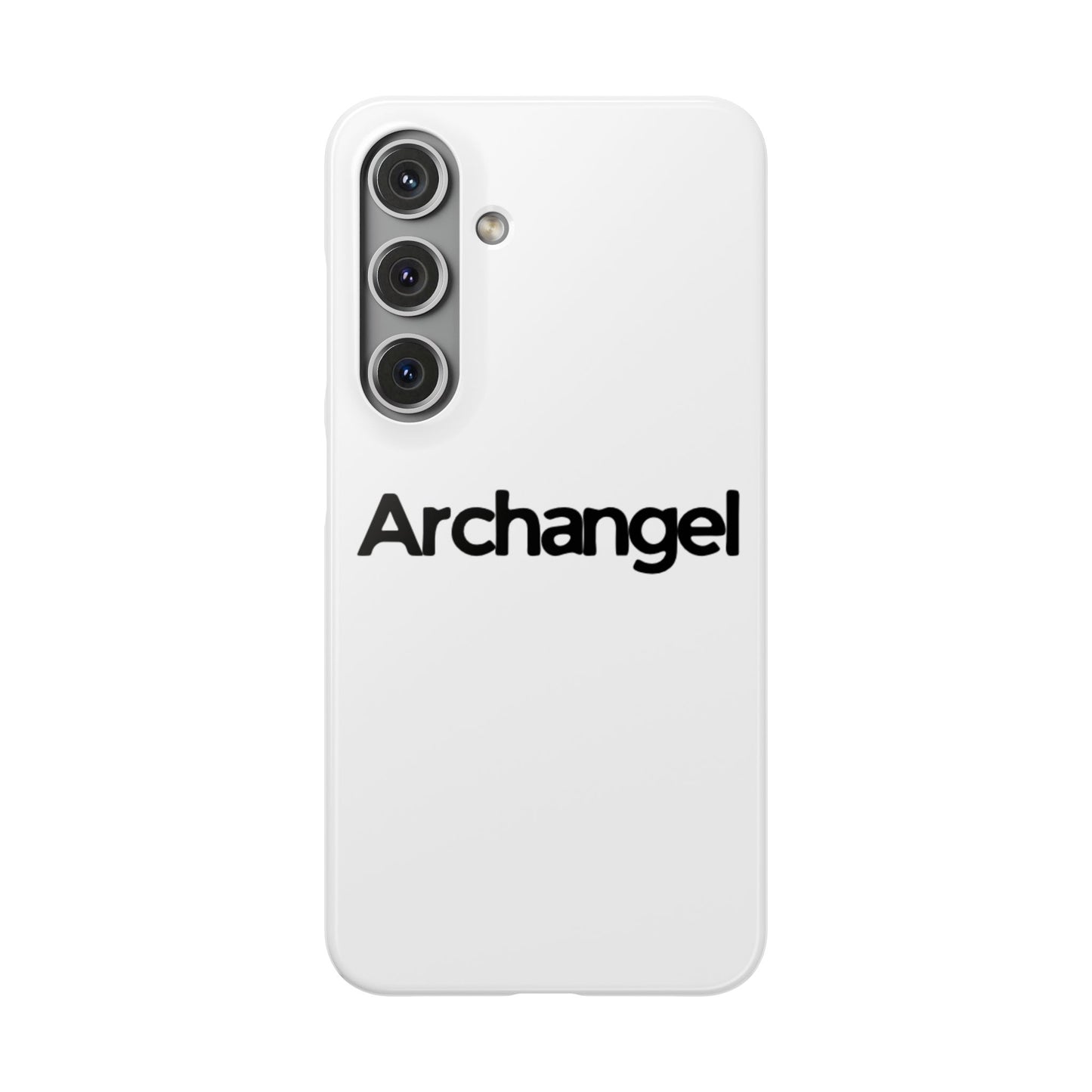 Archangel Snap Case — Minimalist White Phone Case with Bold Text