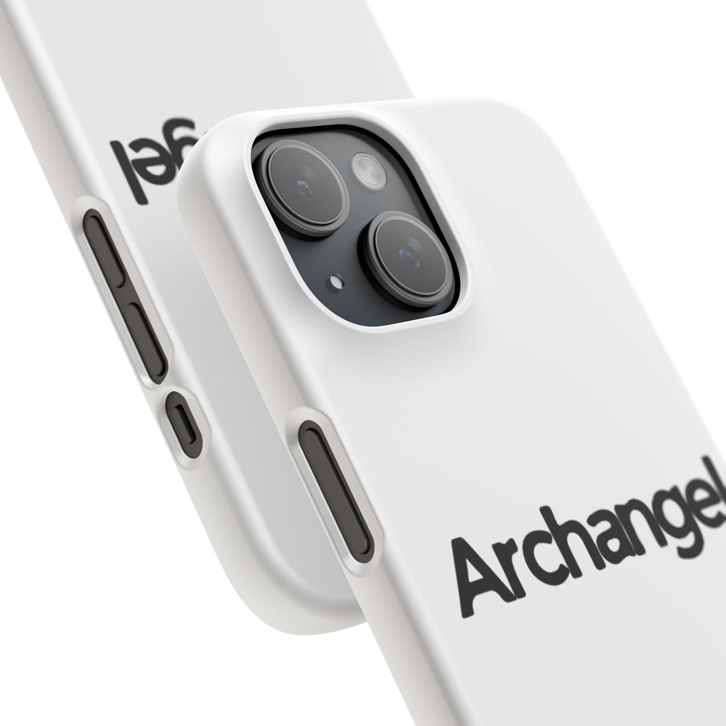 Archangel Snap Case — Minimalist White Phone Case with Bold Text