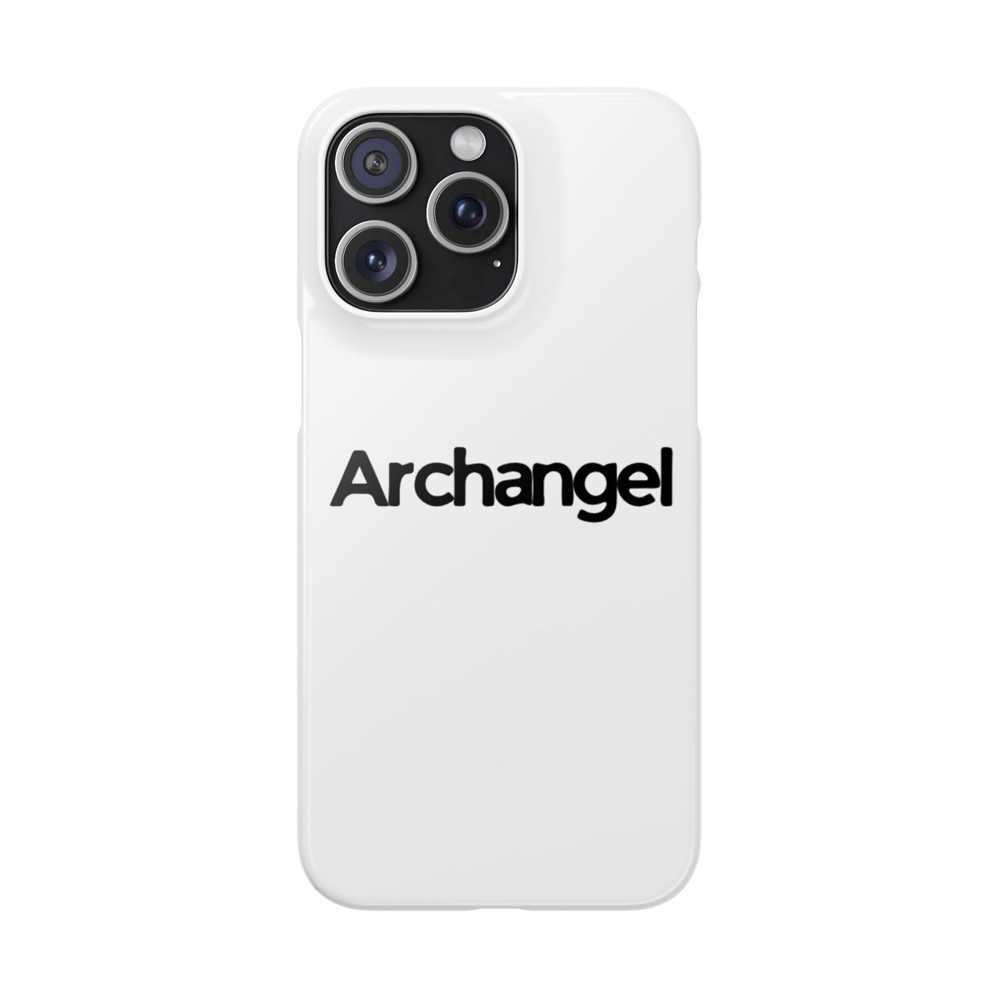 Archangel Snap Case — Minimalist White Phone Case with Bold Text