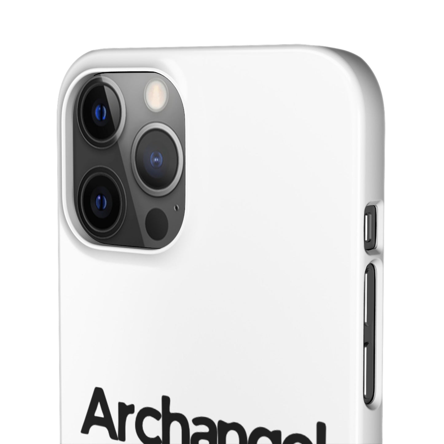 Archangel Snap Case — Minimalist White Phone Case with Bold Text