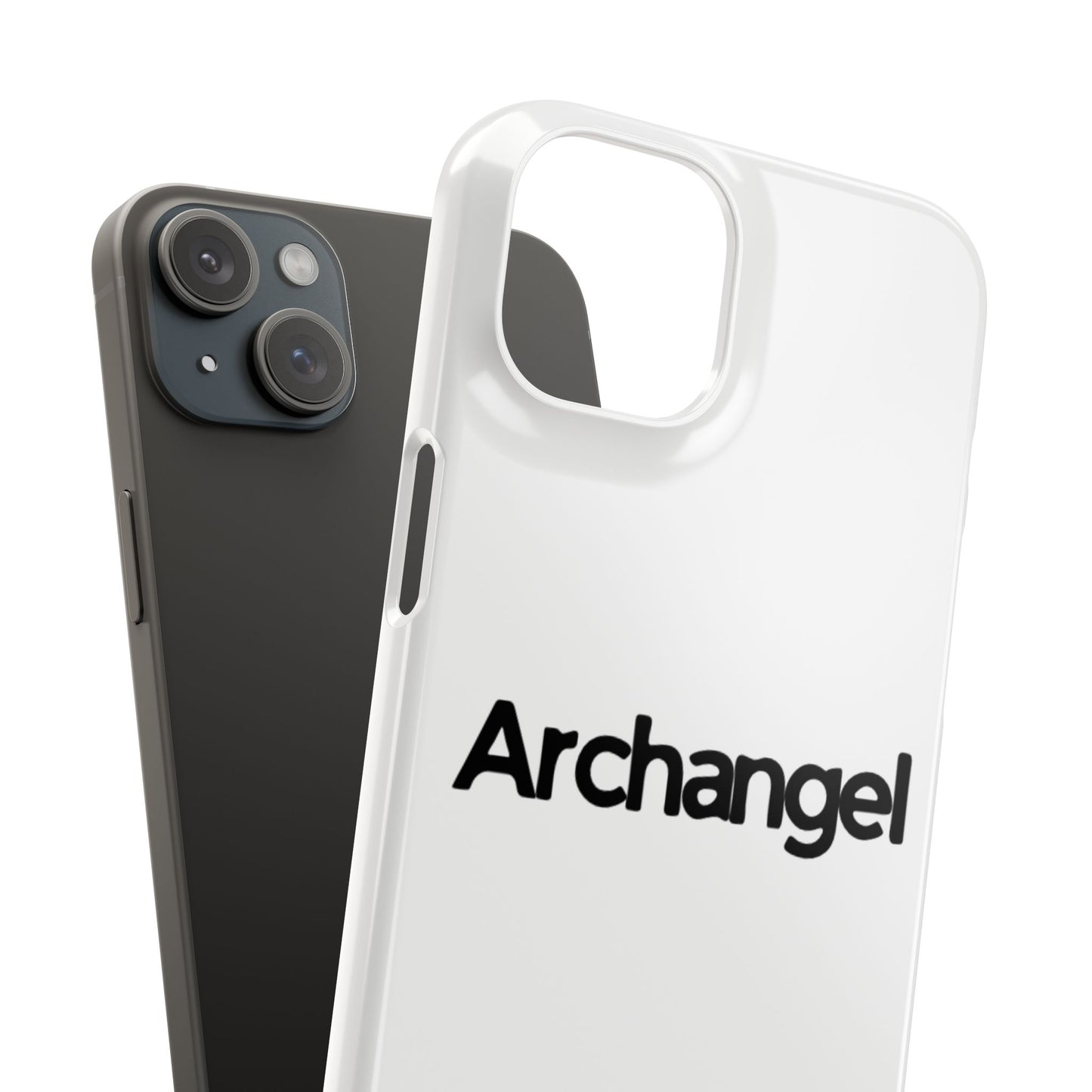 Archangel Snap Case — Minimalist White Phone Case with Bold Text
