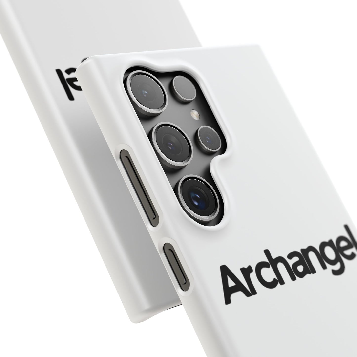 Archangel Snap Case — Minimalist White Phone Case with Bold Text