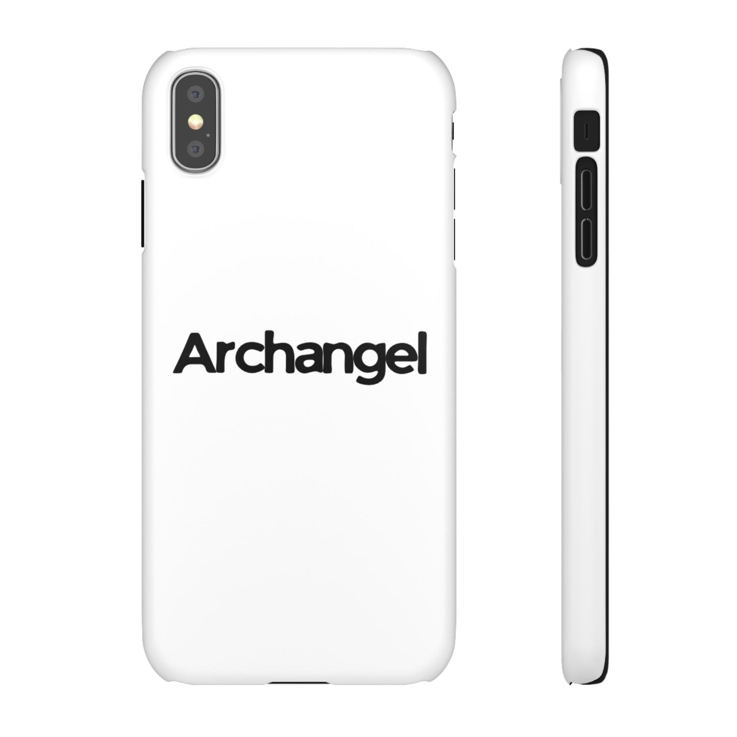 Archangel Snap Case — Minimalist White Phone Case with Bold Text