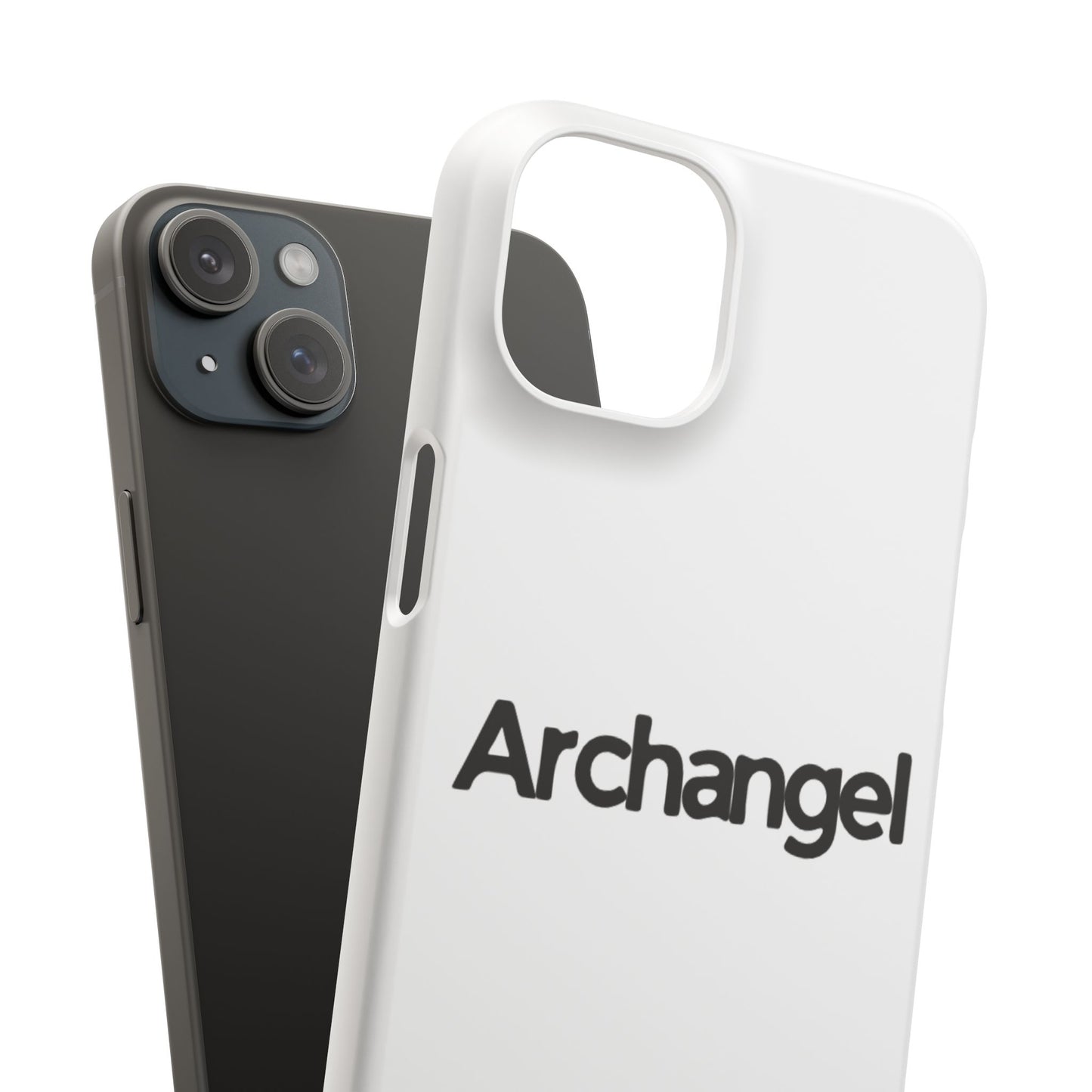 Archangel Snap Case — Minimalist White Phone Case with Bold Text