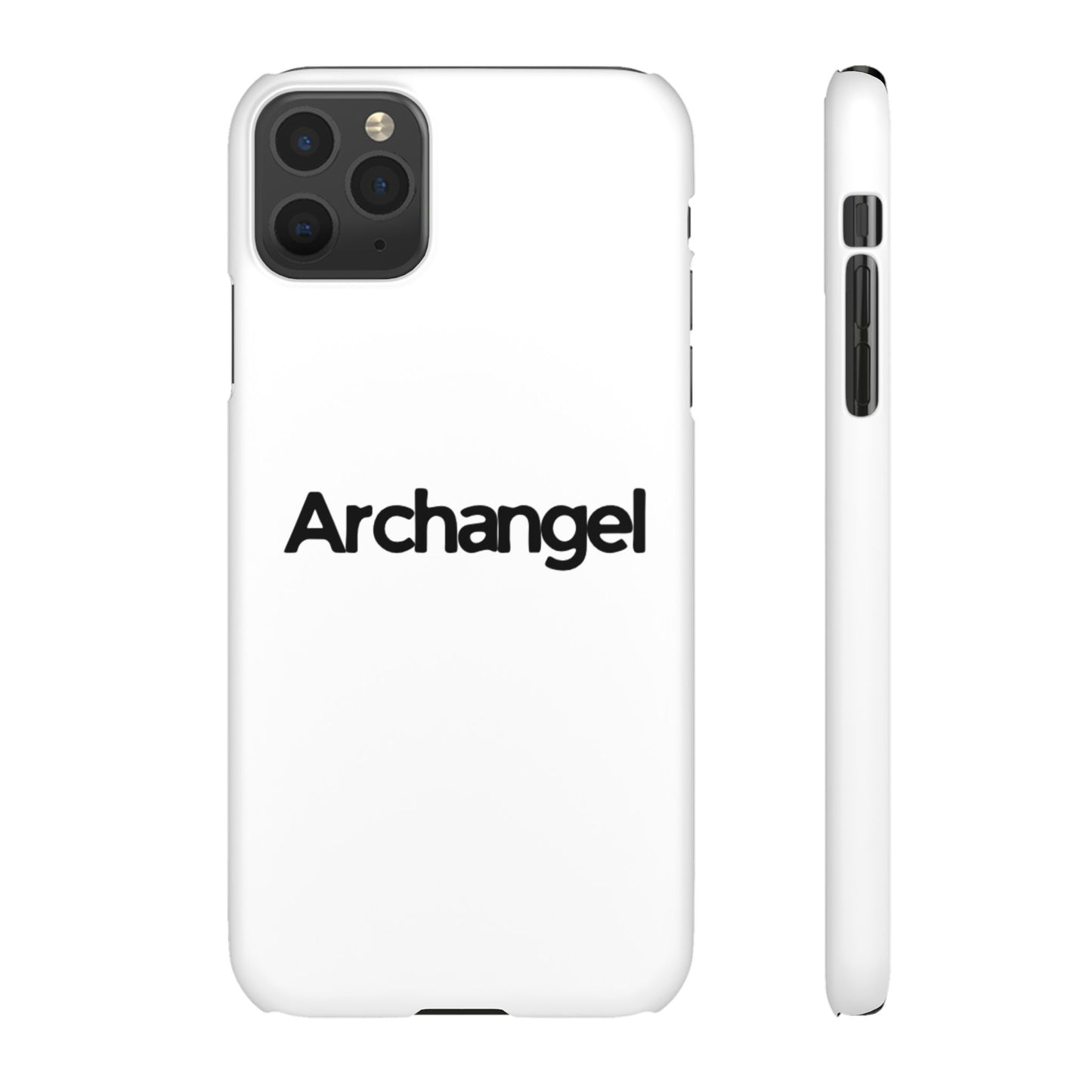 Archangel Snap Case — Minimalist White Phone Case with Bold Text