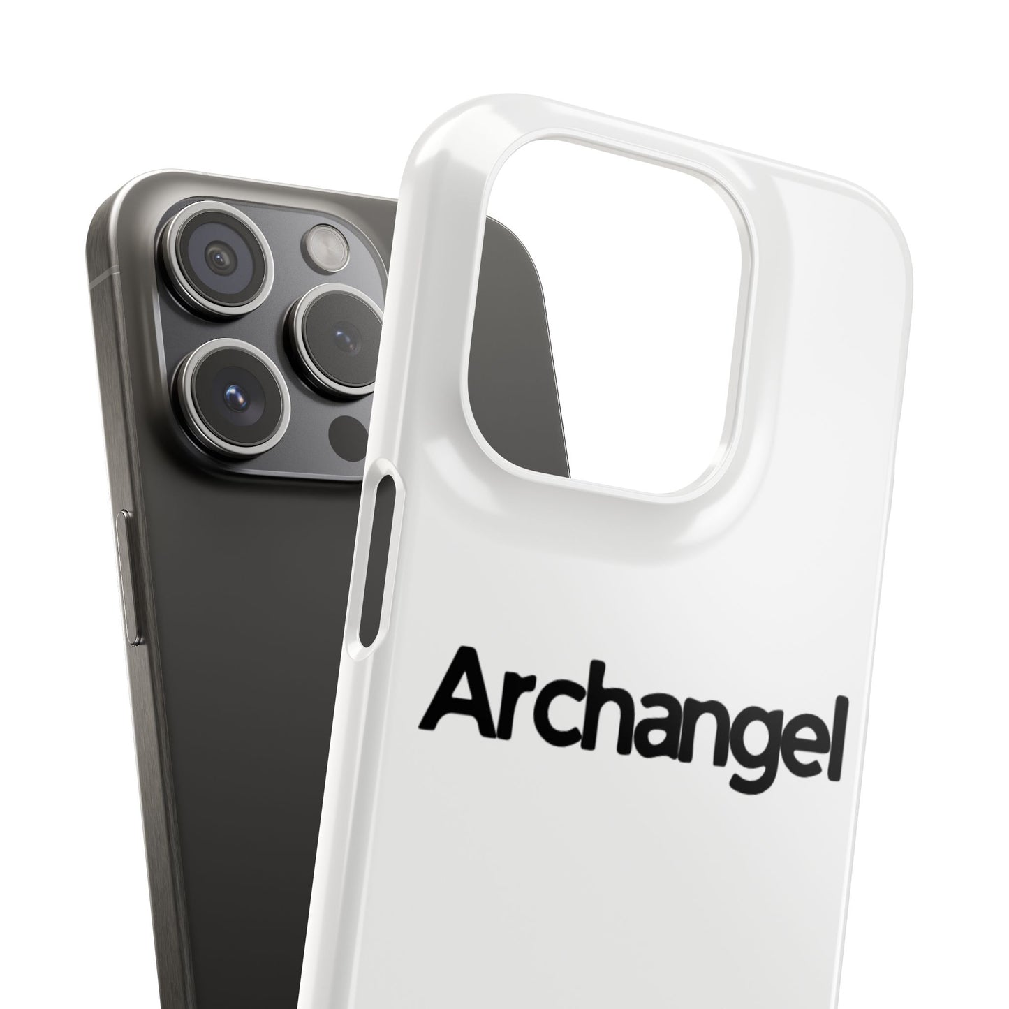 Archangel Snap Case — Minimalist White Phone Case with Bold Text