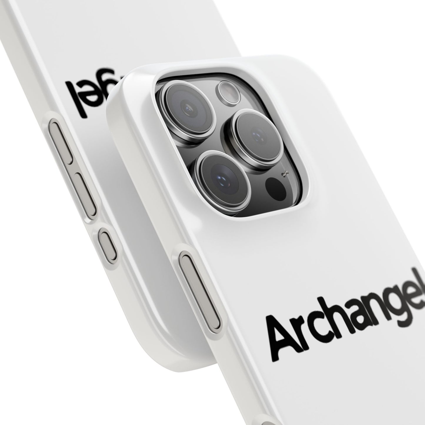 Archangel Snap Case — Minimalist White Phone Case with Bold Text