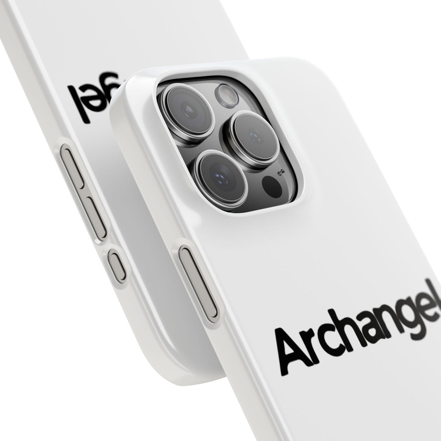 Archangel Snap Case — Minimalist White Phone Case with Bold Text