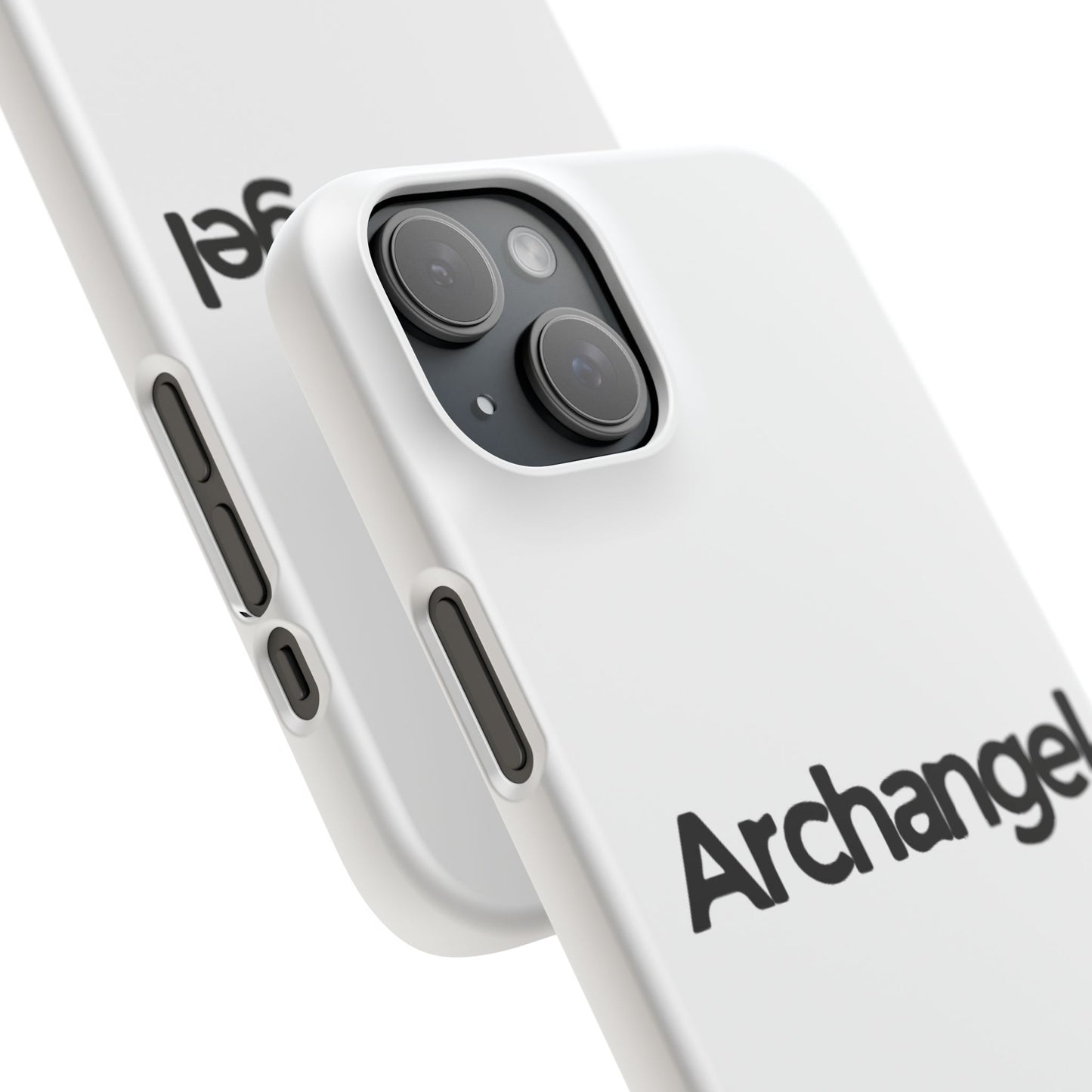 Archangel Snap Case — Minimalist White Phone Case with Bold Text