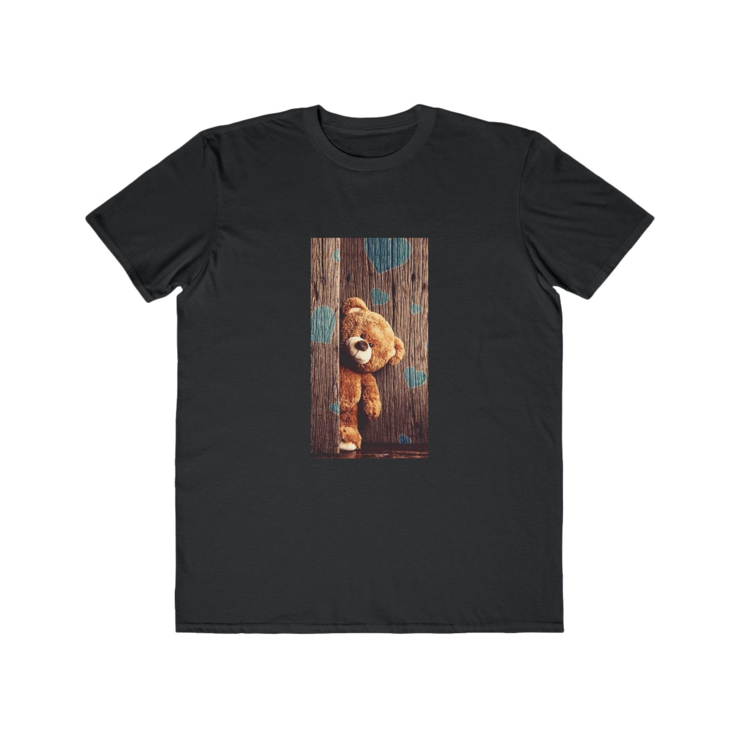 Peeking Teddy Bear Tee | Cute Teddy on Wood Panel T-Shirt