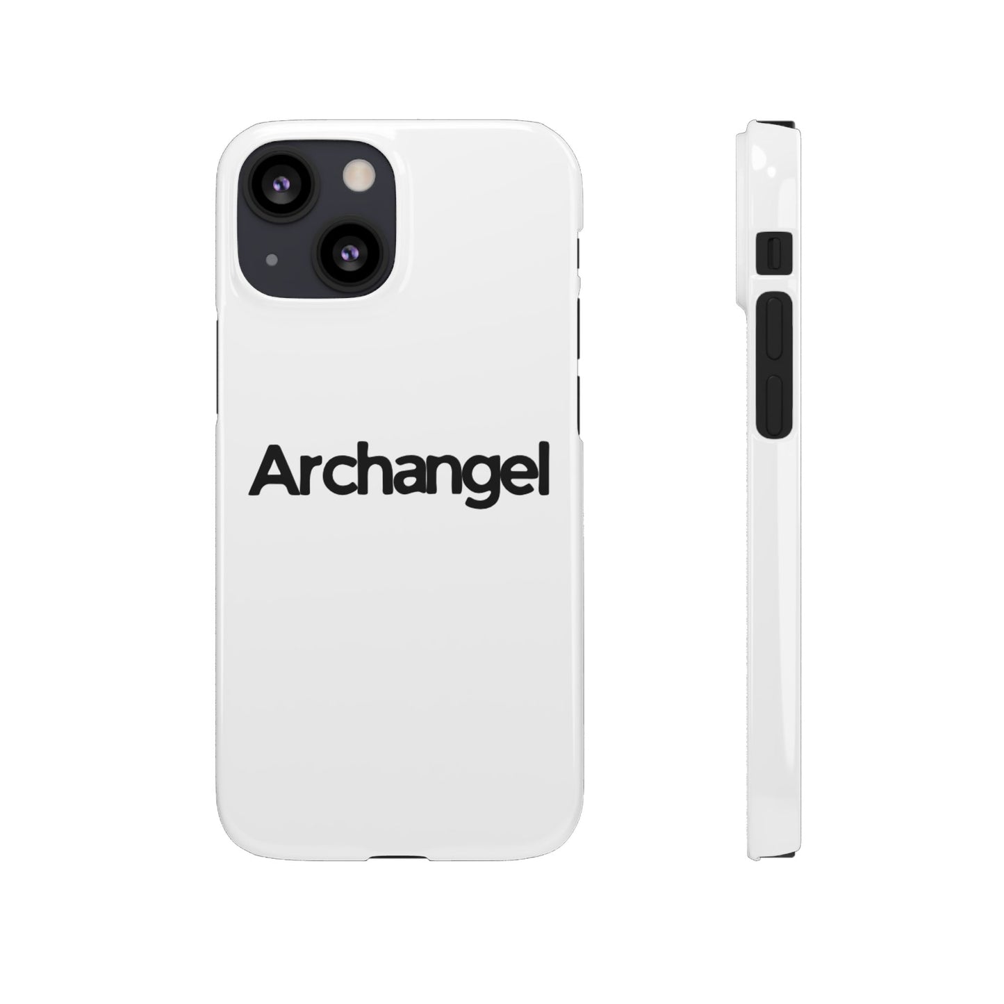 Archangel Snap Case — Minimalist White Phone Case with Bold Text