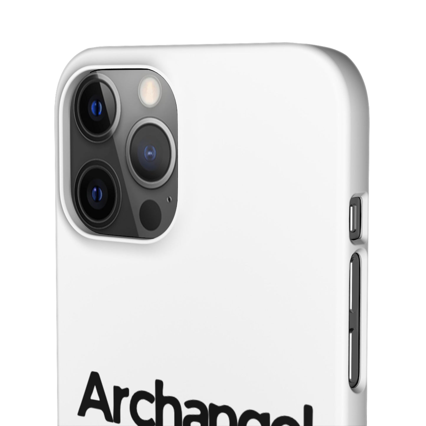 Archangel Snap Case — Minimalist White Phone Case with Bold Text