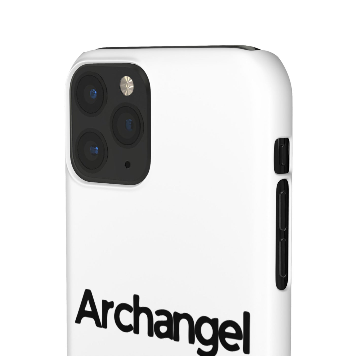 Archangel Snap Case — Minimalist White Phone Case with Bold Text