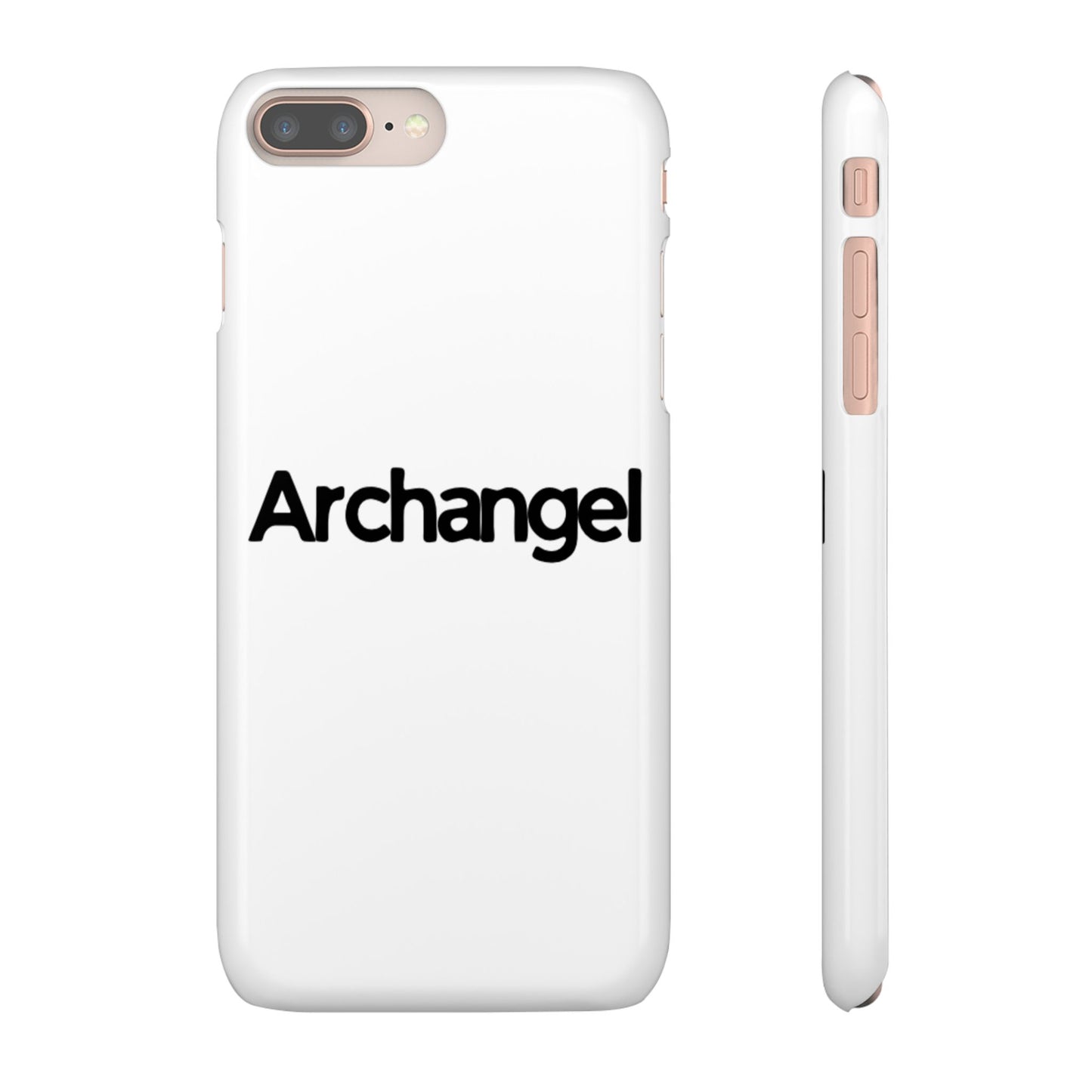 Archangel Snap Case — Minimalist White Phone Case with Bold Text