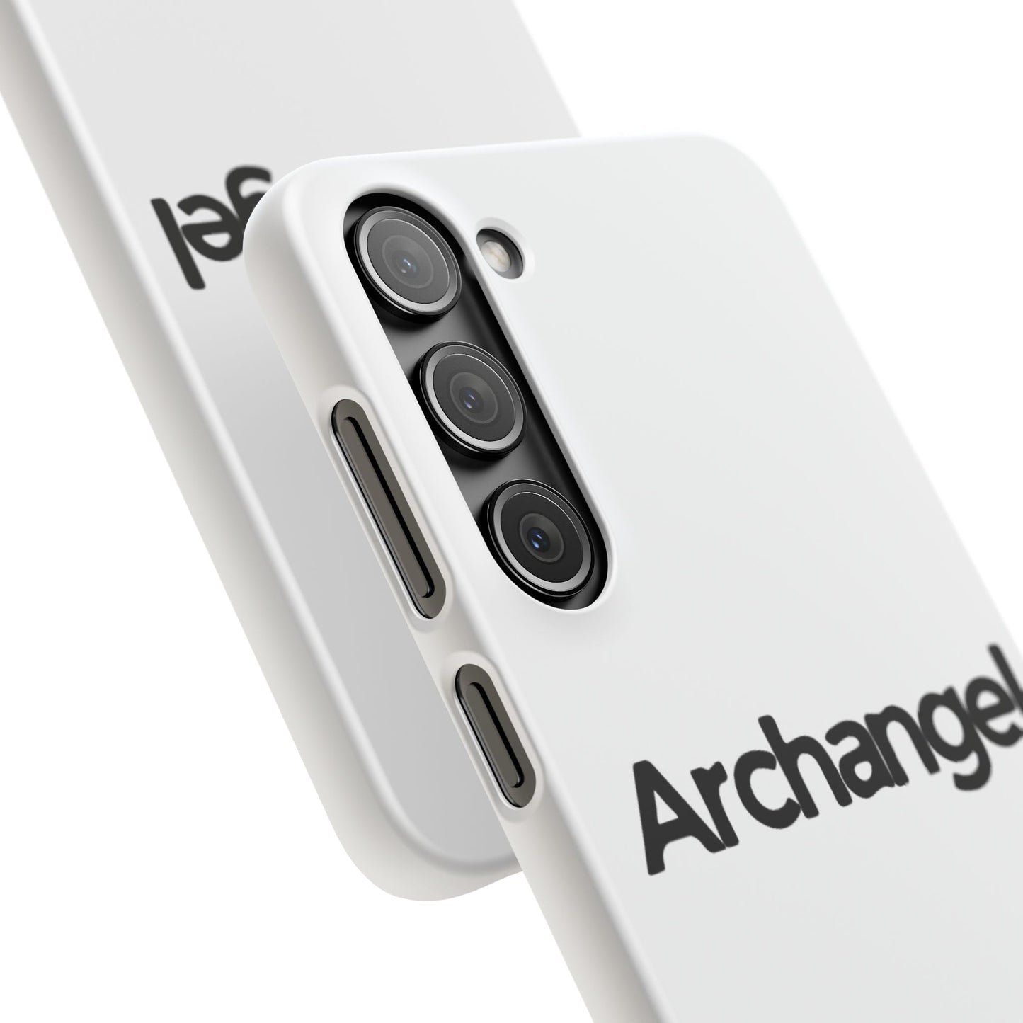 Archangel Snap Case — Minimalist White Phone Case with Bold Text