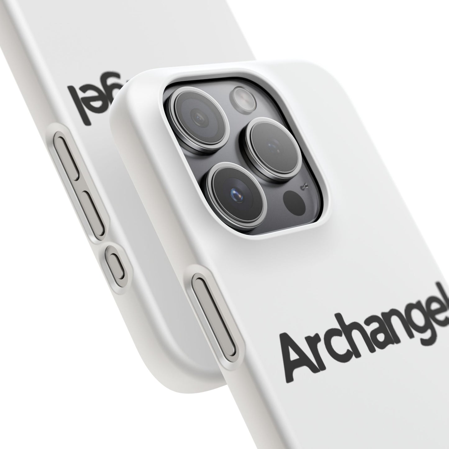 Archangel Snap Case — Minimalist White Phone Case with Bold Text