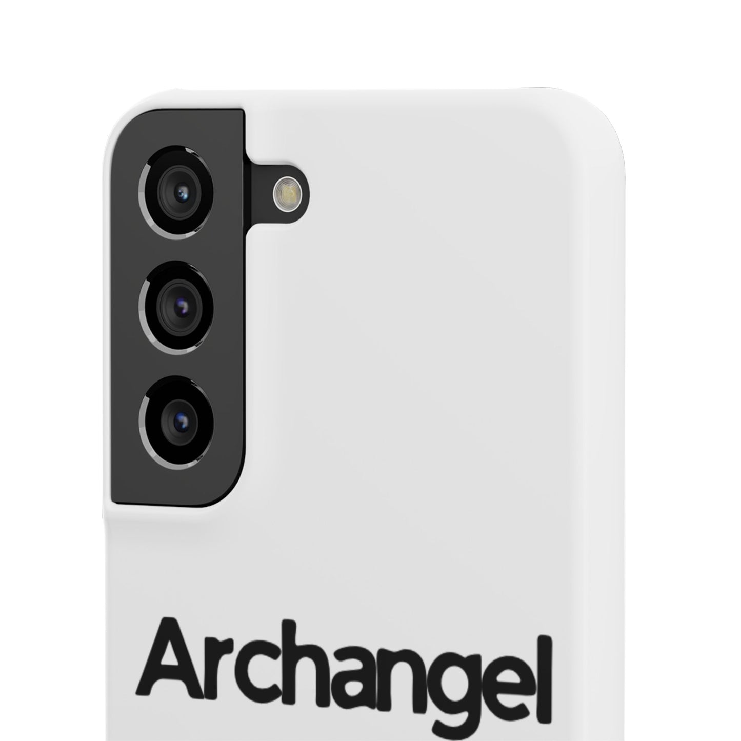 Archangel Snap Case — Minimalist White Phone Case with Bold Text