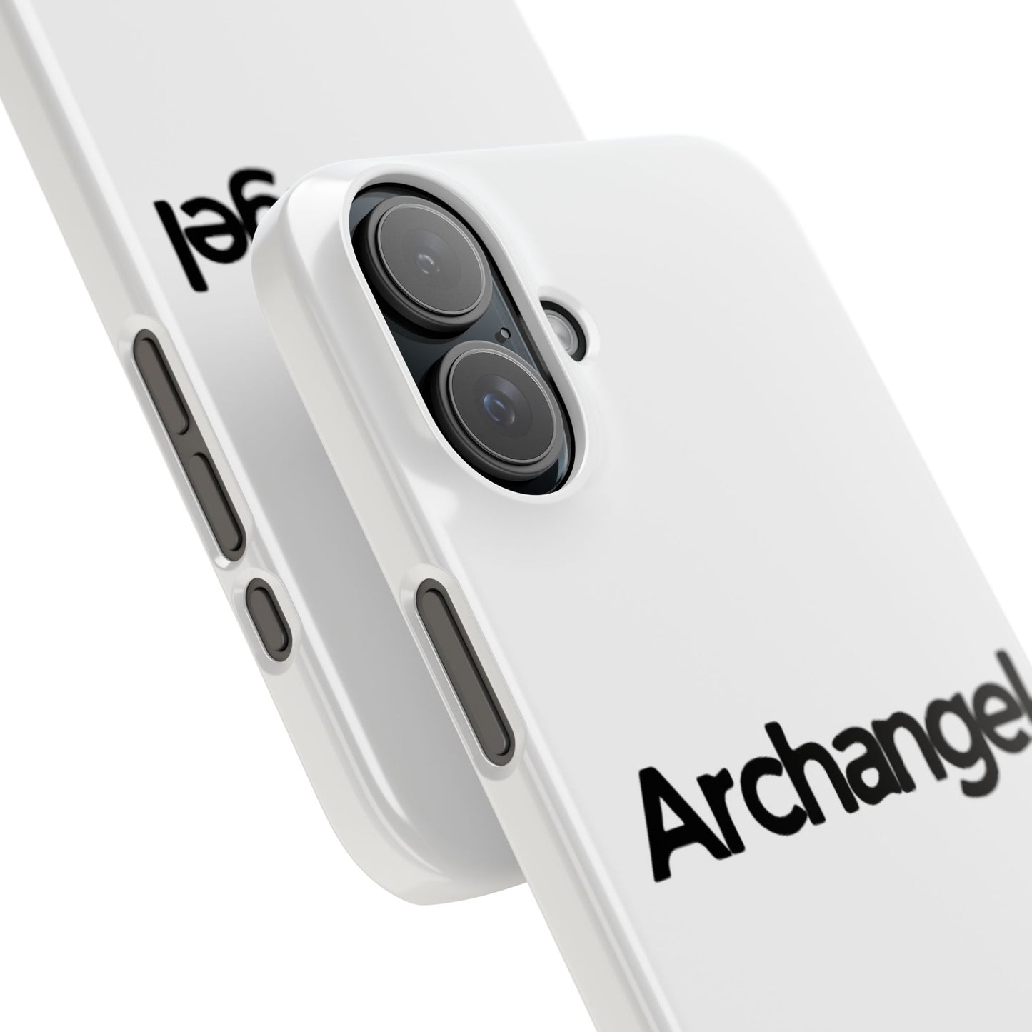 Archangel Snap Case — Minimalist White Phone Case with Bold Text