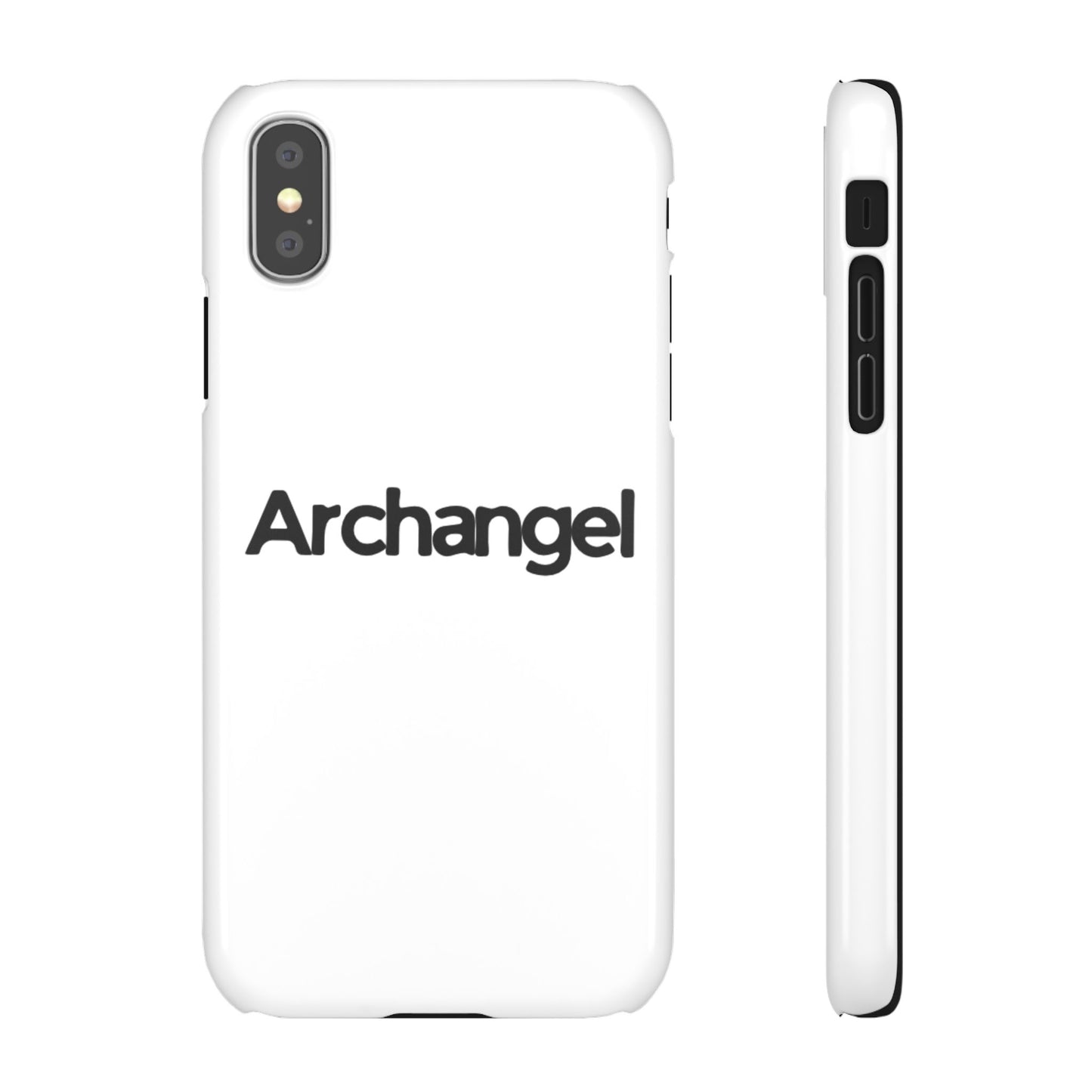 Archangel Snap Case — Minimalist White Phone Case with Bold Text