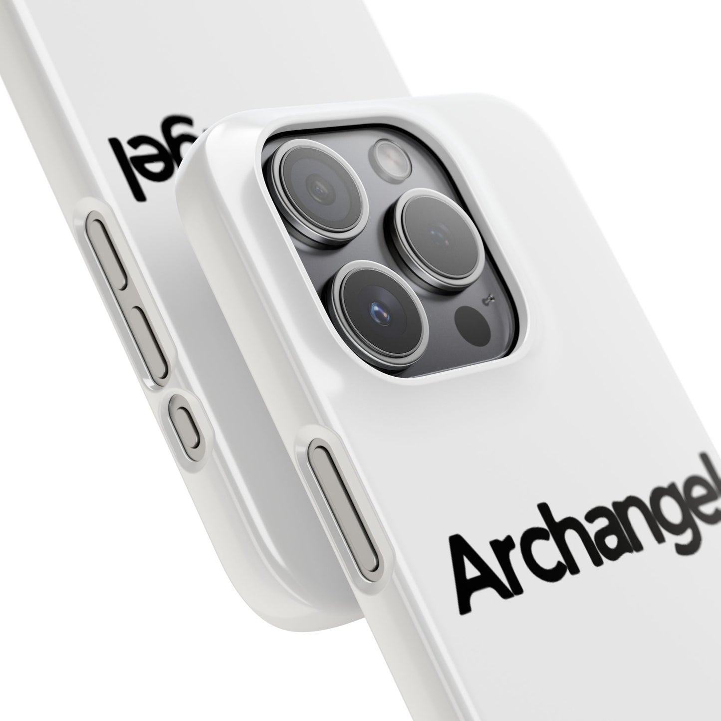 Archangel Snap Case — Minimalist White Phone Case with Bold Text