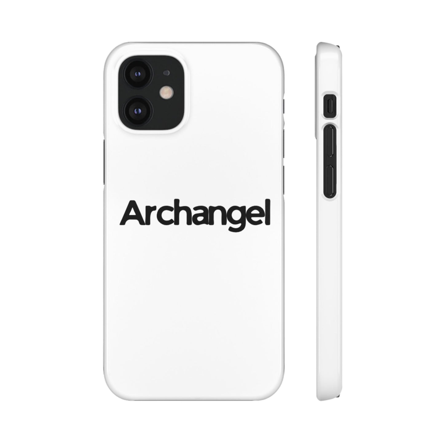 Archangel Snap Case — Minimalist White Phone Case with Bold Text