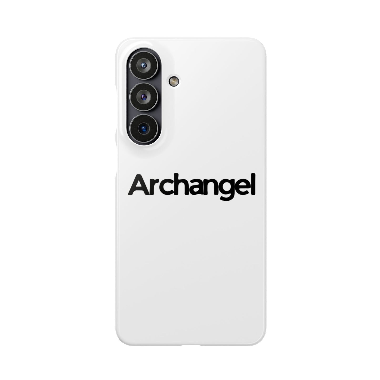 Archangel Snap Case — Minimalist White Phone Case with Bold Text
