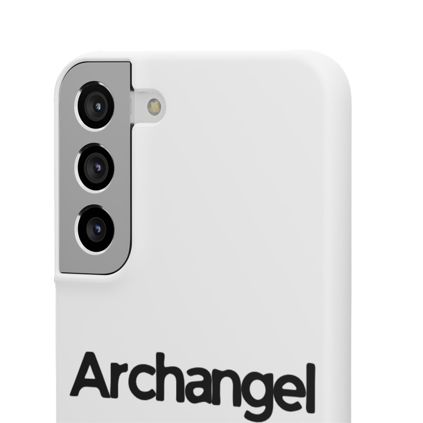Archangel Snap Case — Minimalist White Phone Case with Bold Text