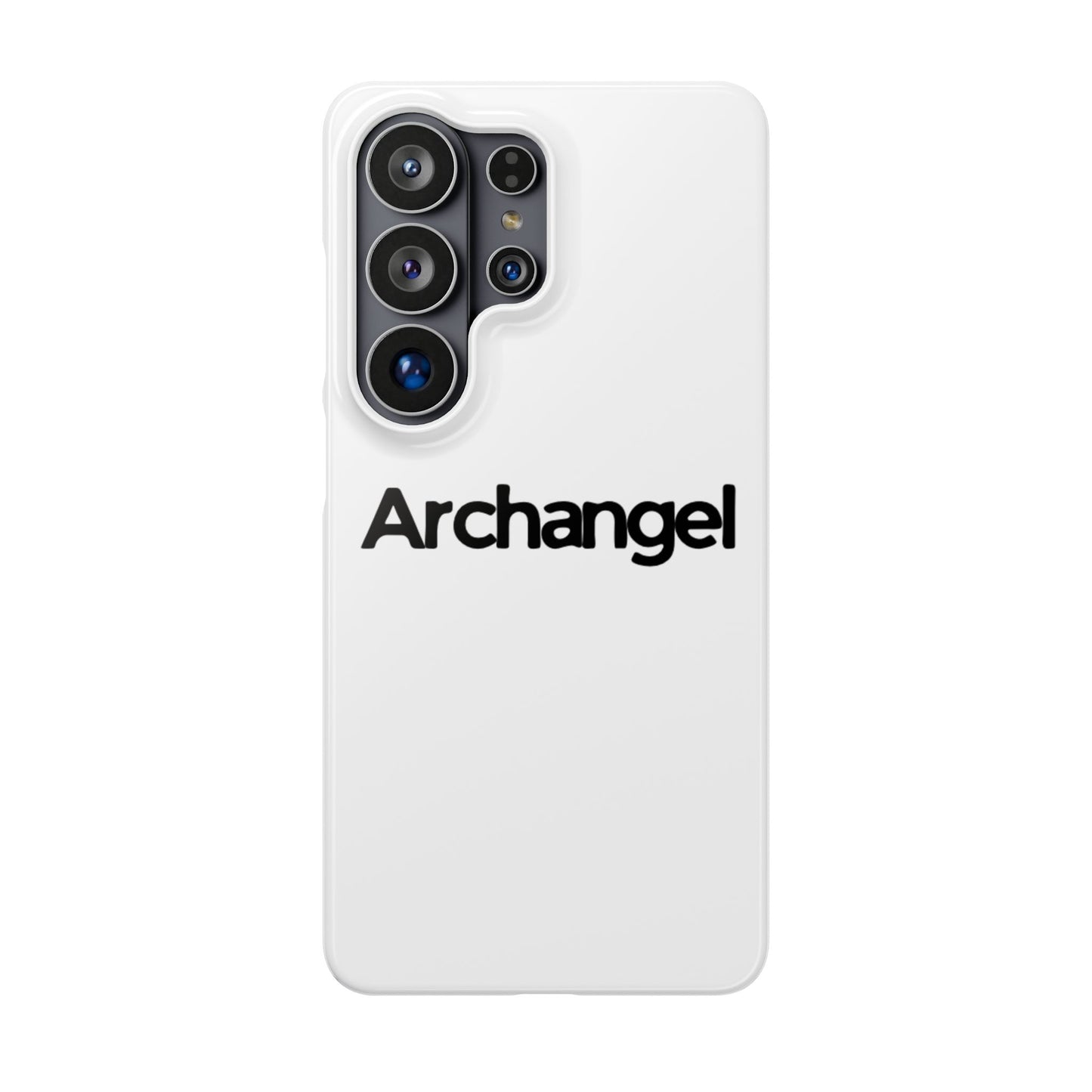 Archangel Snap Case — Minimalist White Phone Case with Bold Text