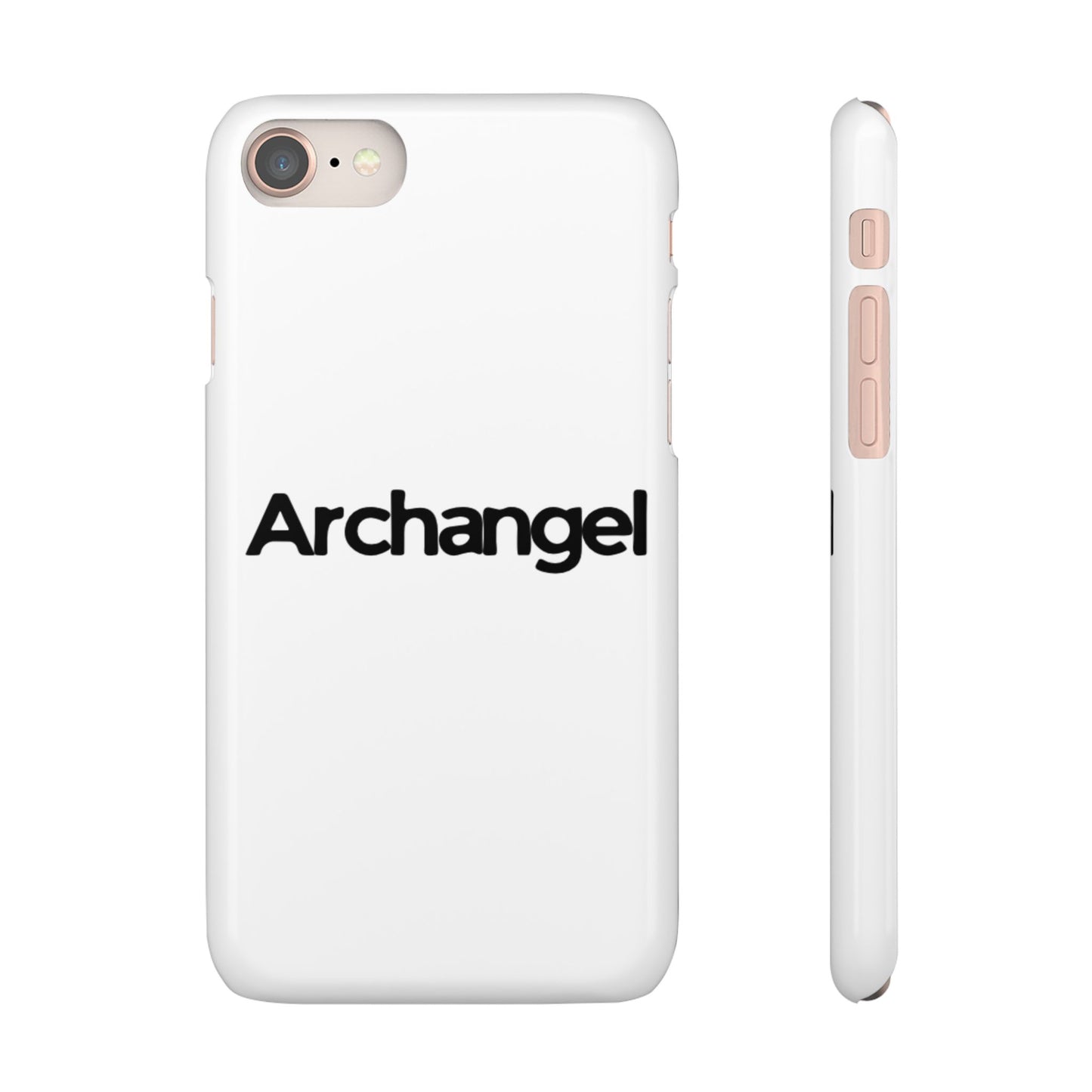 Archangel Snap Case — Minimalist White Phone Case with Bold Text