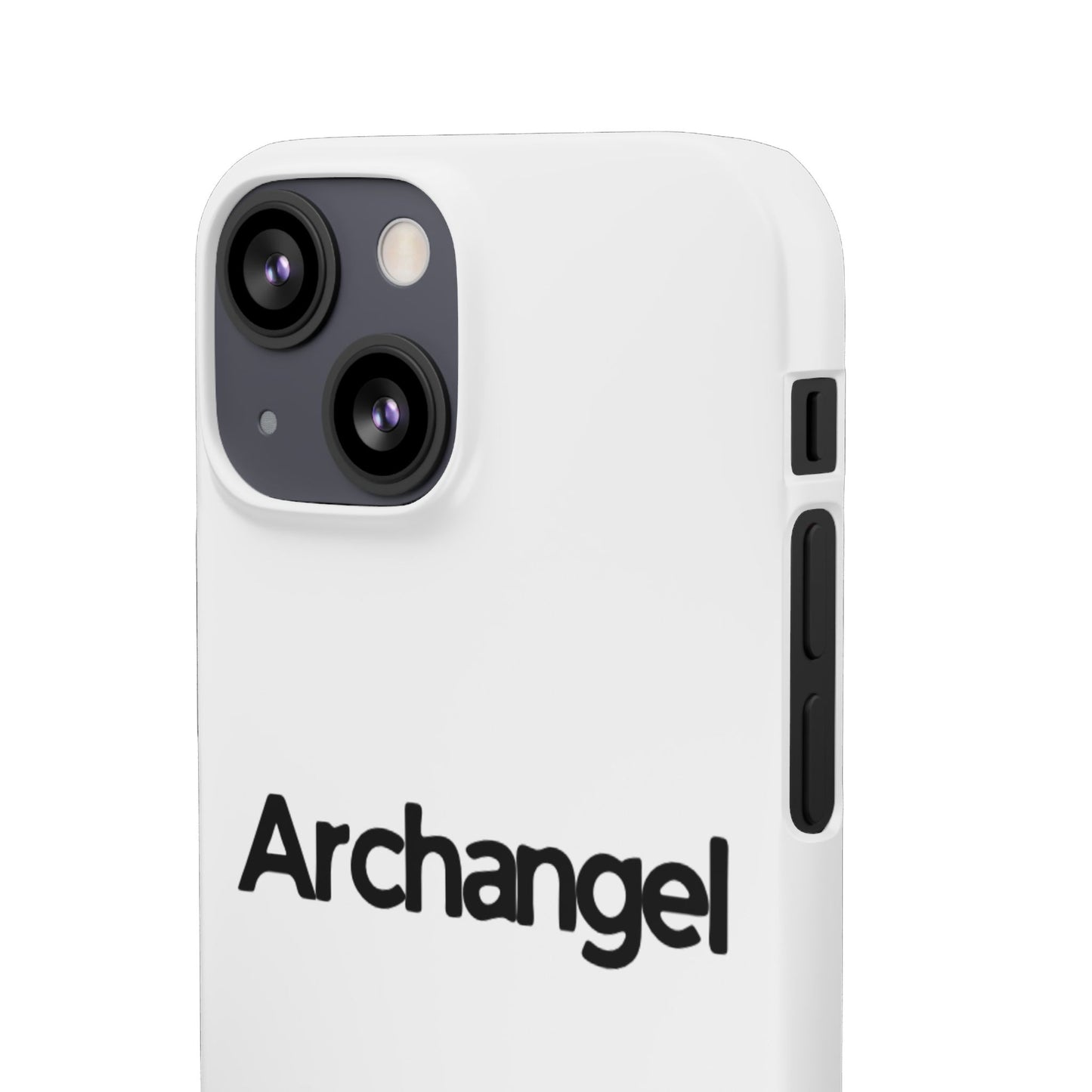 Archangel Snap Case — Minimalist White Phone Case with Bold Text