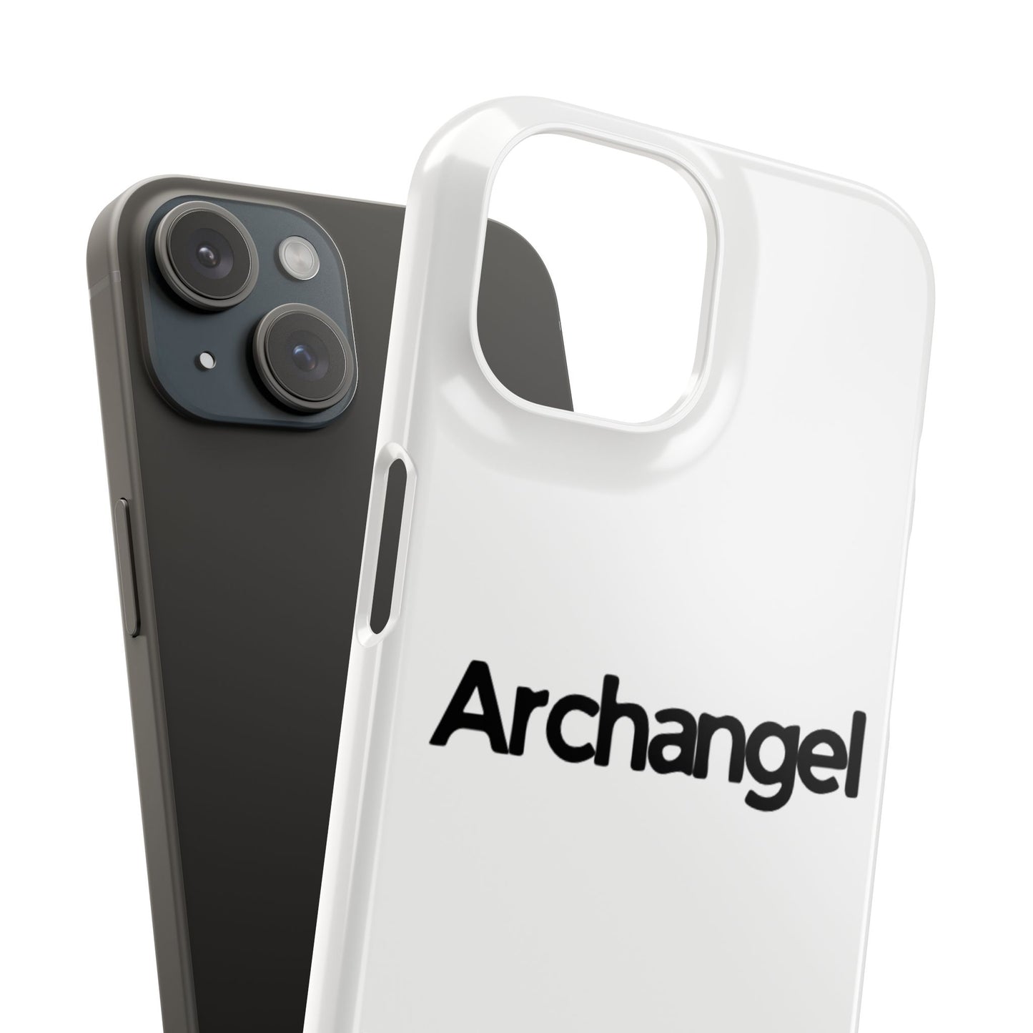 Archangel Snap Case — Minimalist White Phone Case with Bold Text