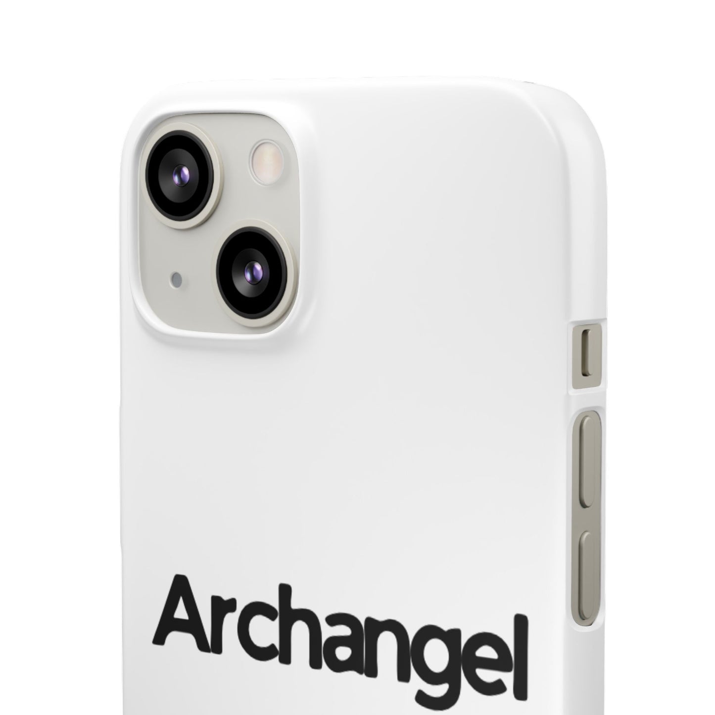 Archangel Snap Case — Minimalist White Phone Case with Bold Text