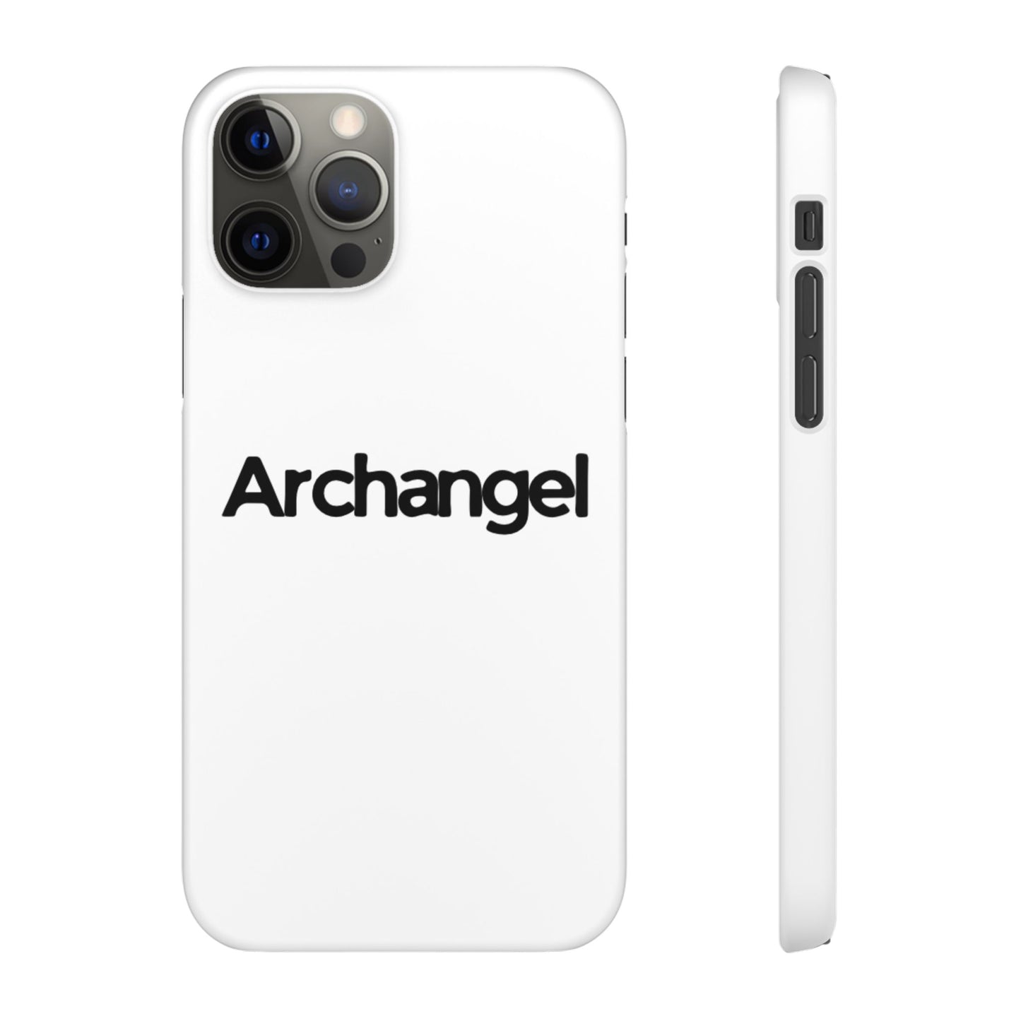 Archangel Snap Case — Minimalist White Phone Case with Bold Text
