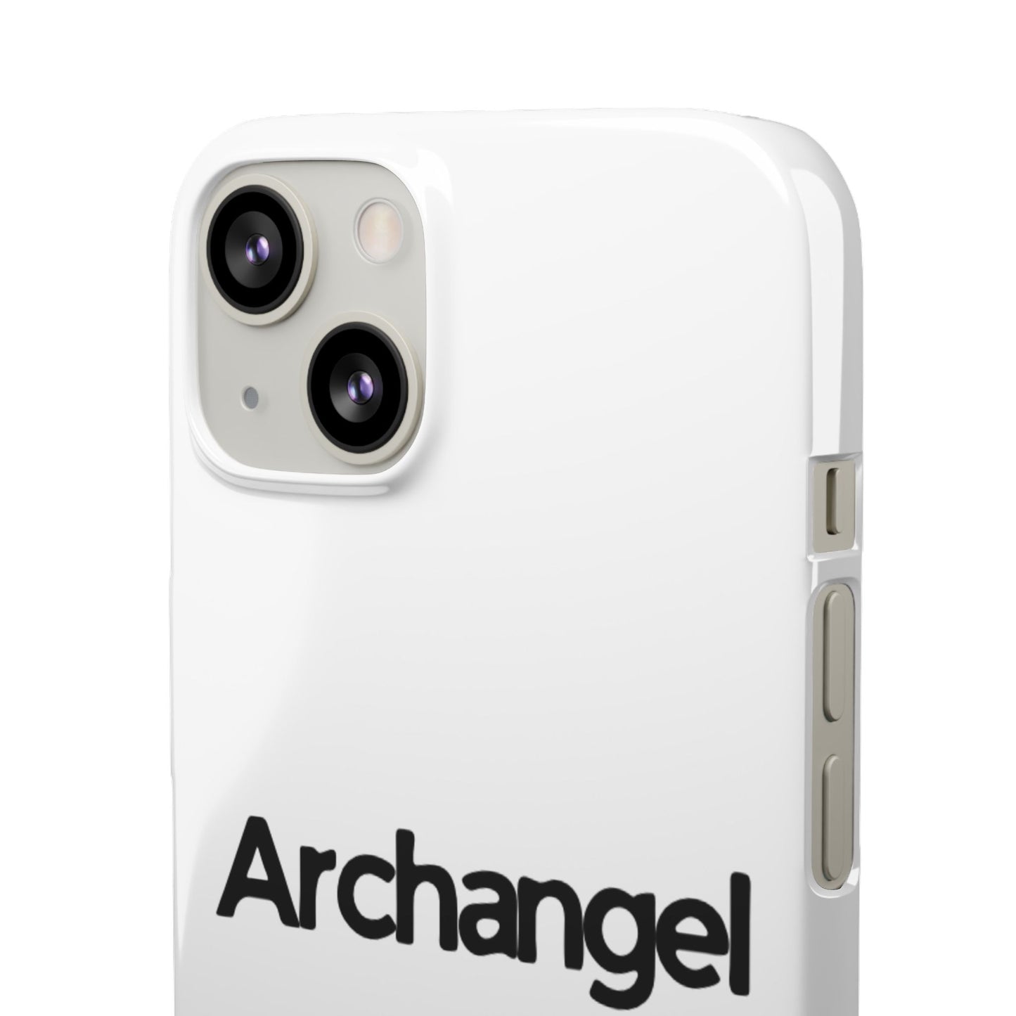 Archangel Snap Case — Minimalist White Phone Case with Bold Text