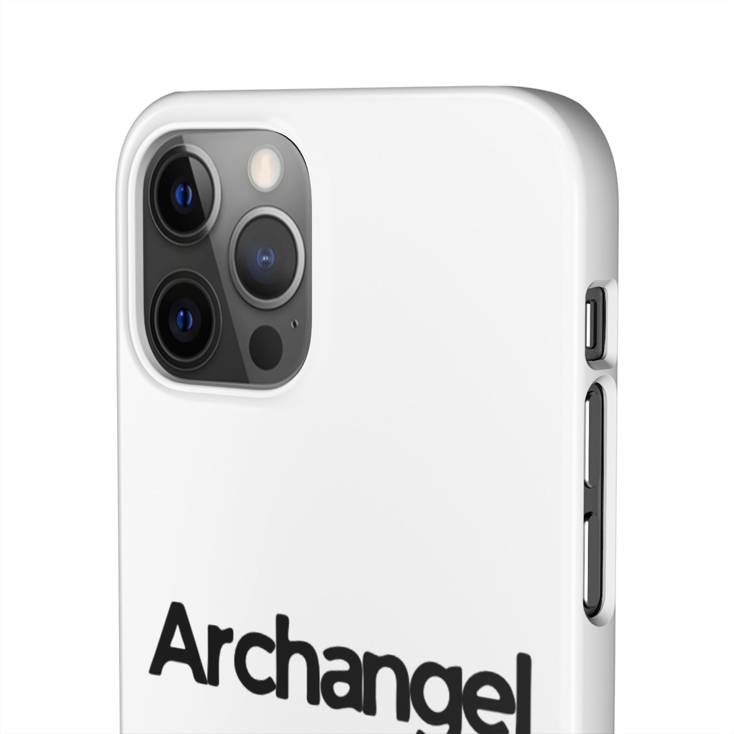 Archangel Snap Case — Minimalist White Phone Case with Bold Text