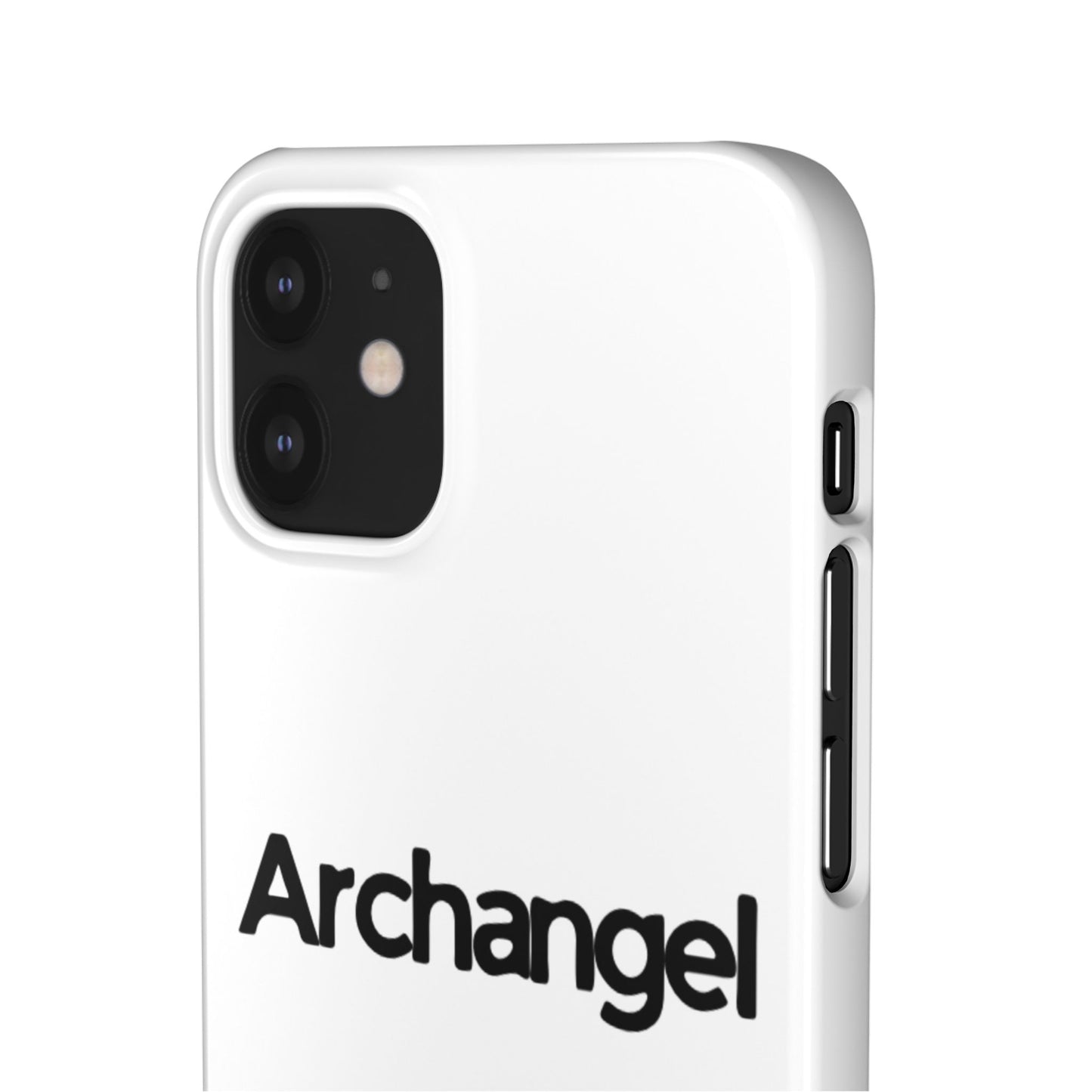 Archangel Snap Case — Minimalist White Phone Case with Bold Text