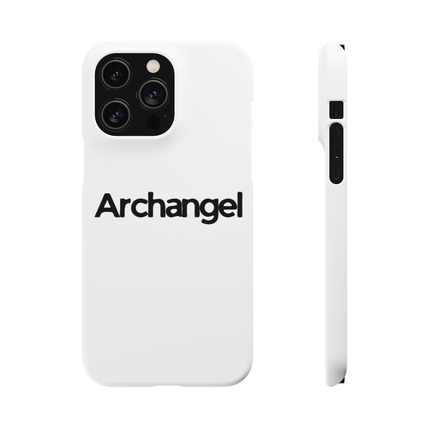 Archangel Snap Case — Minimalist White Phone Case with Bold Text