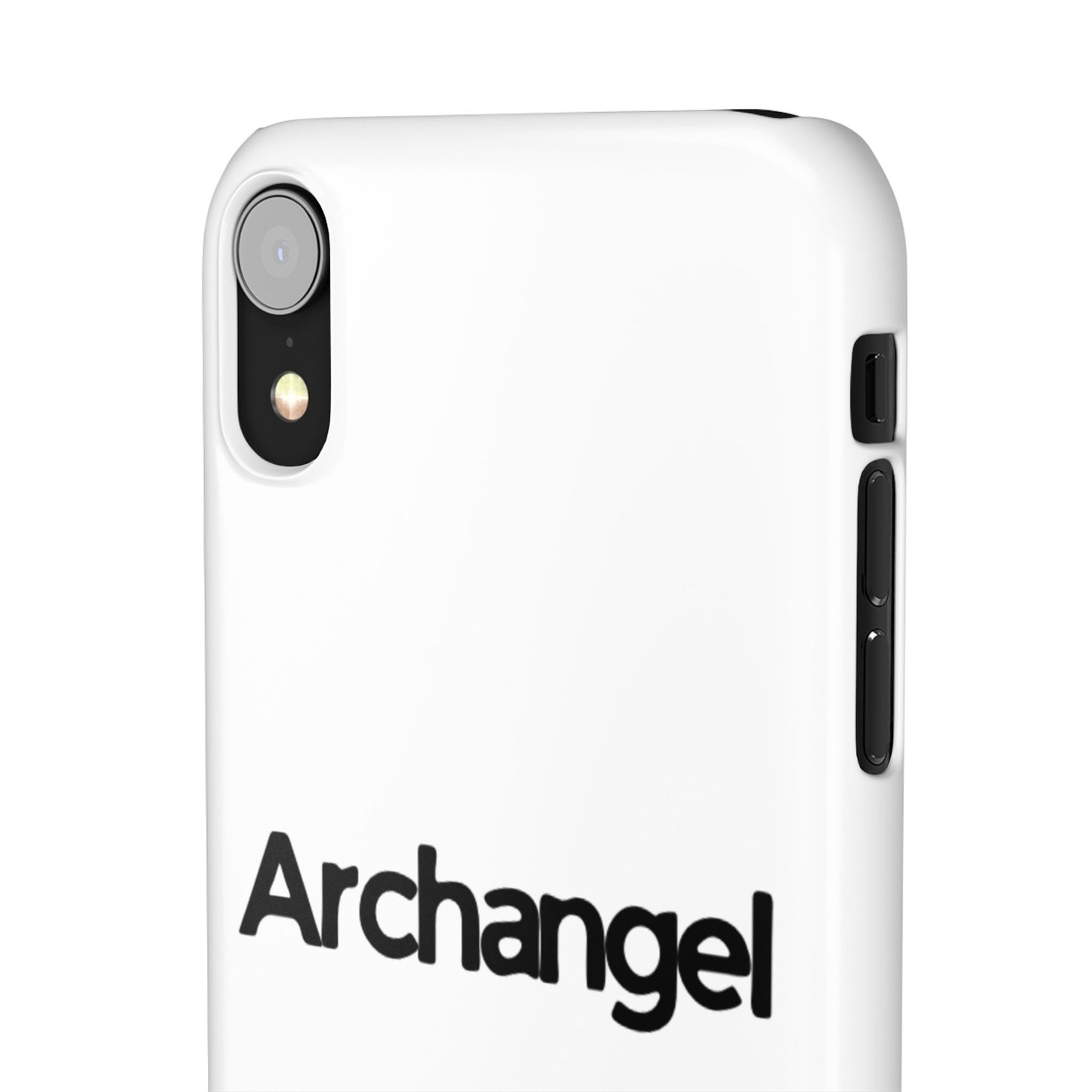 Archangel Snap Case — Minimalist White Phone Case with Bold Text
