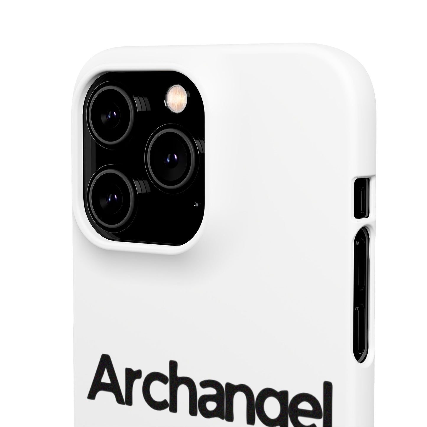Archangel Snap Case — Minimalist White Phone Case with Bold Text