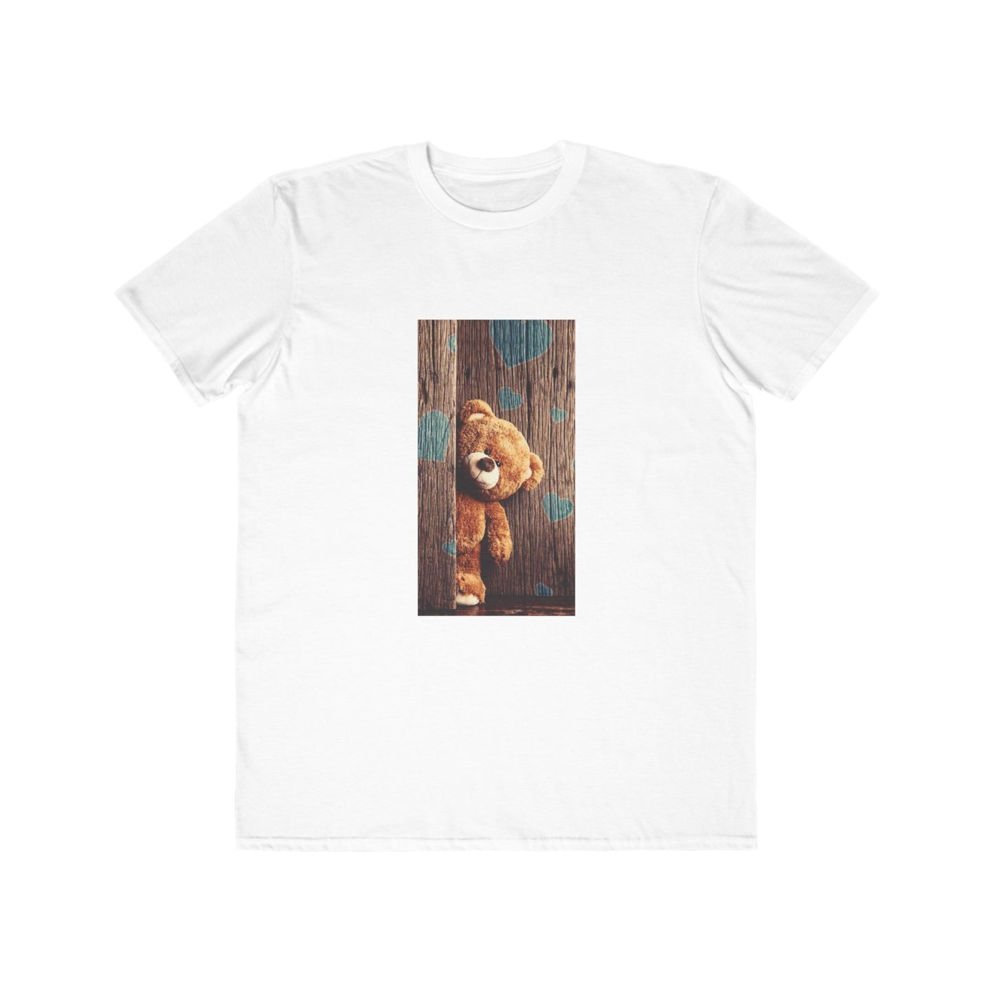 Peeking Teddy Bear Tee | Cute Teddy on Wood Panel T-Shirt