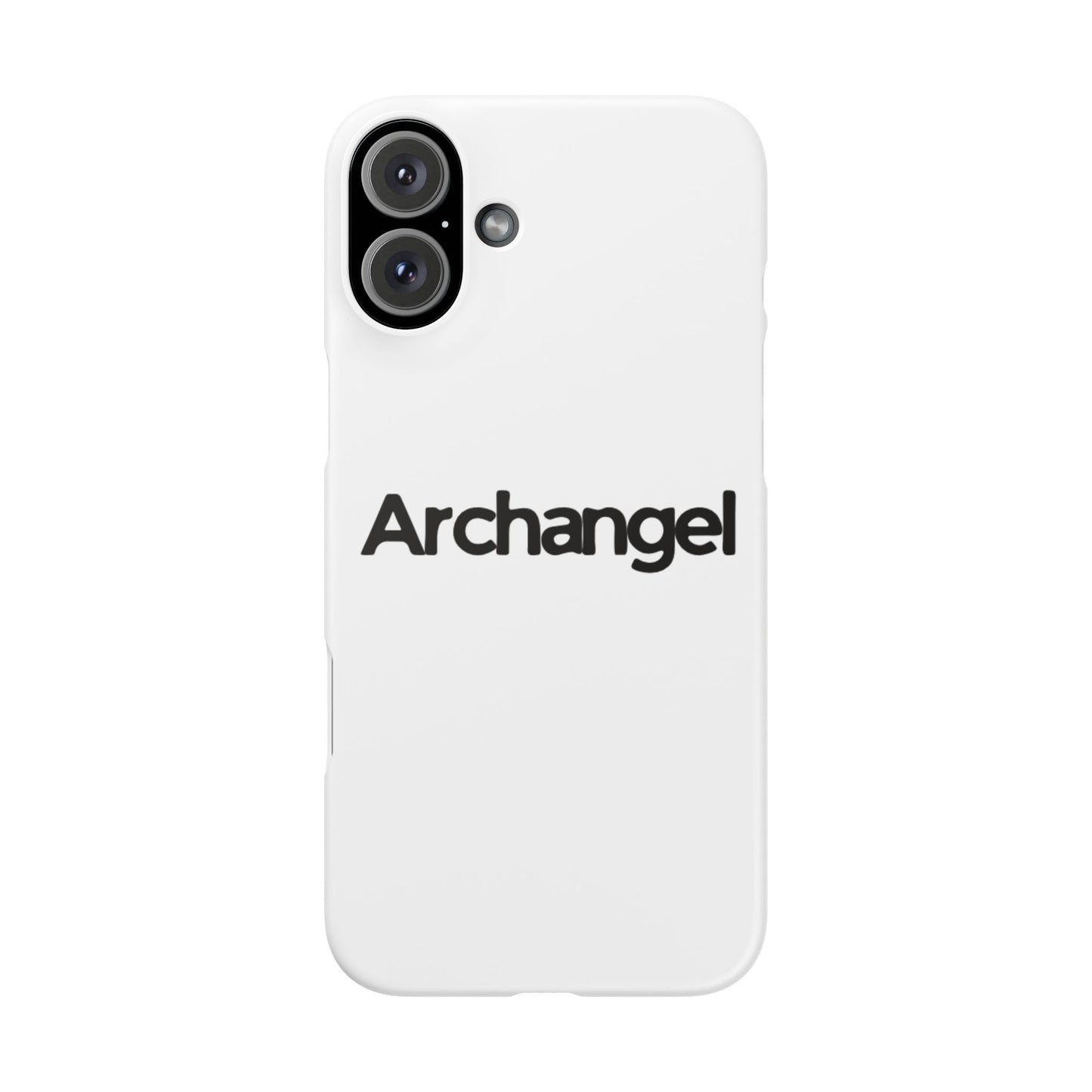 Archangel Snap Case — Minimalist White Phone Case with Bold Text