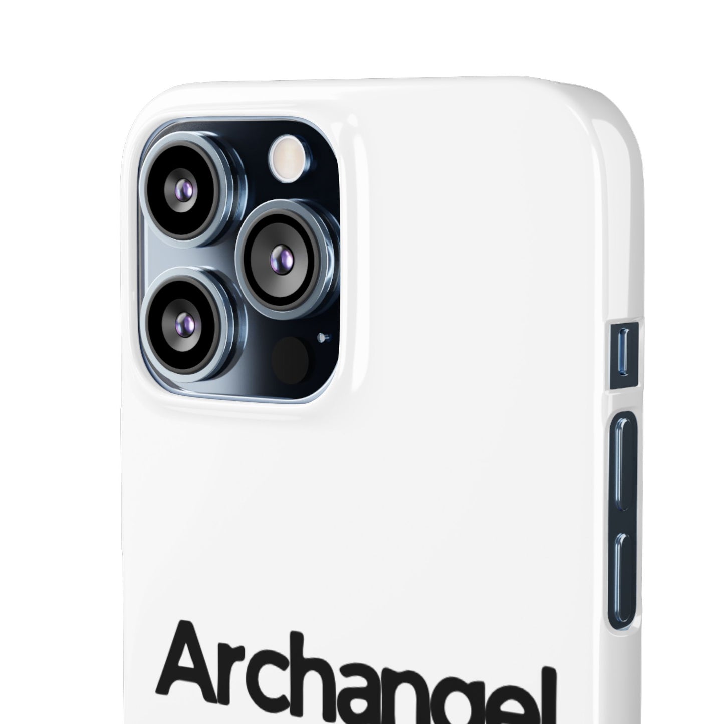 Archangel Snap Case — Minimalist White Phone Case with Bold Text