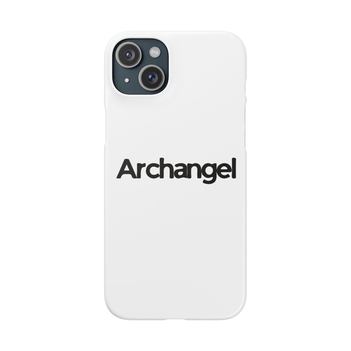 Archangel Snap Case — Minimalist White Phone Case with Bold Text